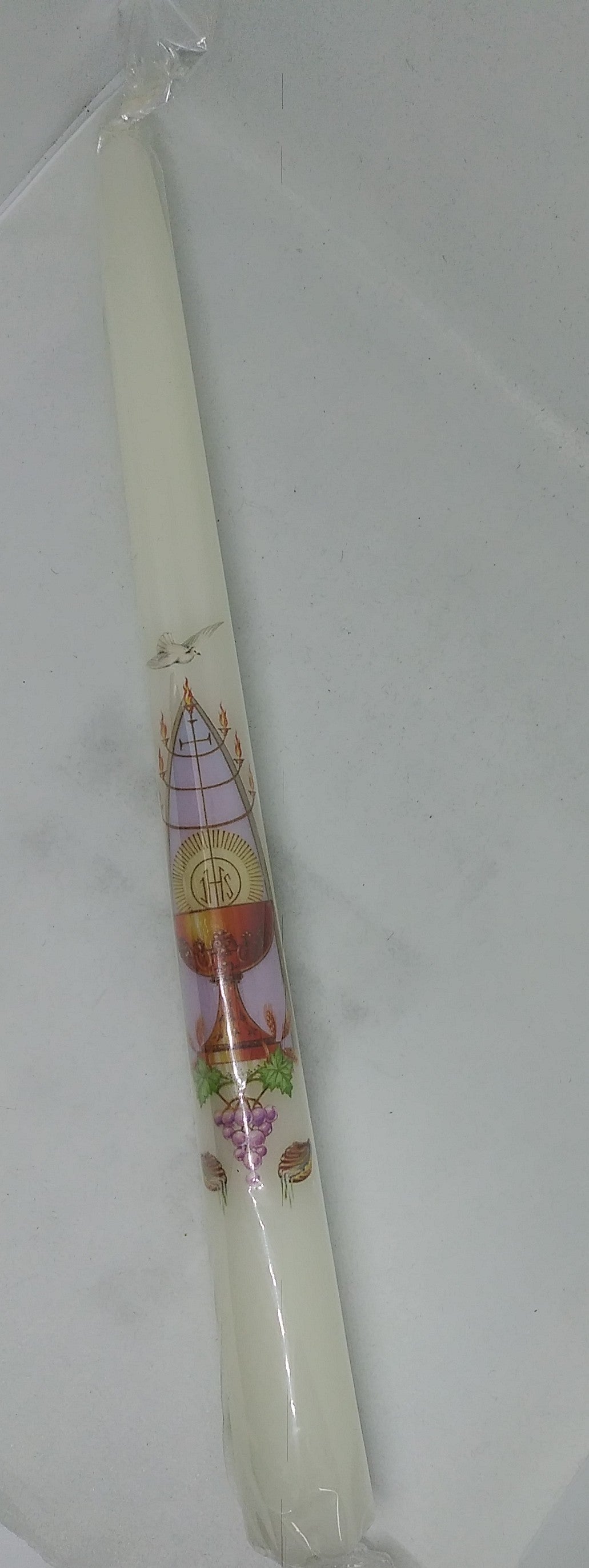 TAPPERED FIRST COMMUNION CANDLE DOVE