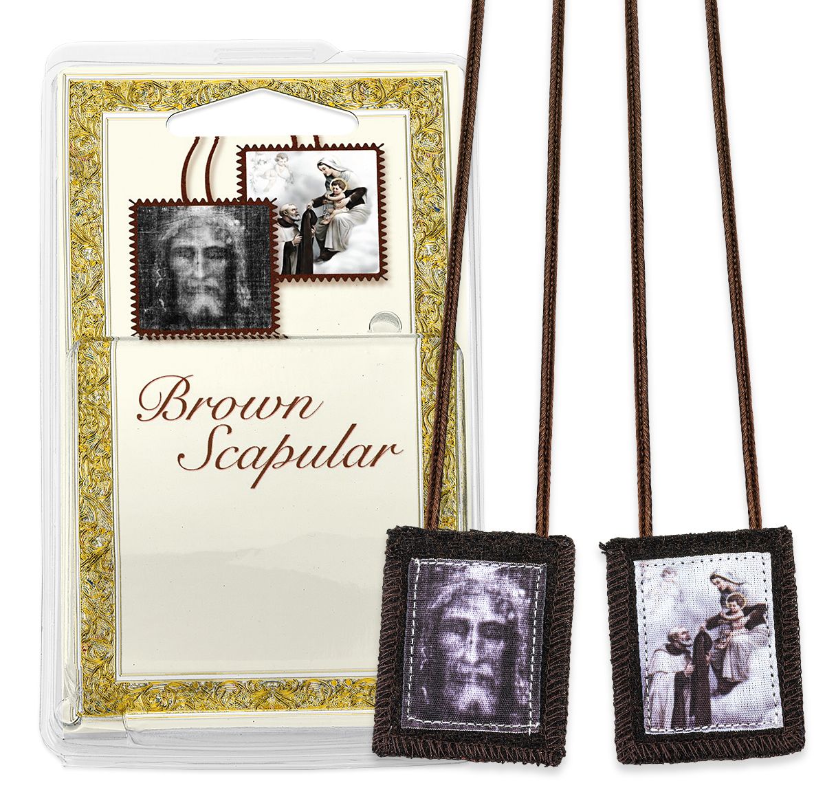 Brown Scapular - Shroud of Jesus in Deluxe Packaging