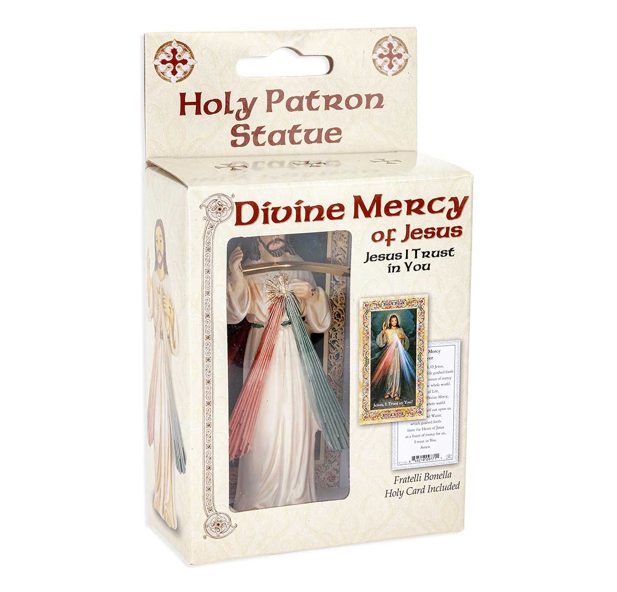 4" Cold Cast Resin Hand Painted Statue of Divine Mercy in a Deluxe Window Box