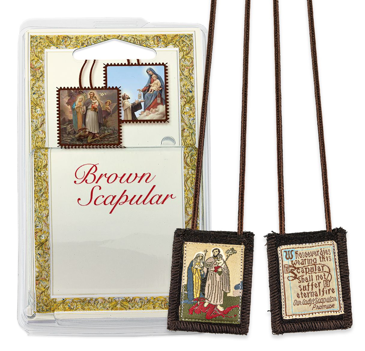 Brown scapular - St. Joseph Terror of Demons Genuine Scapular in Deluxe Packaging
