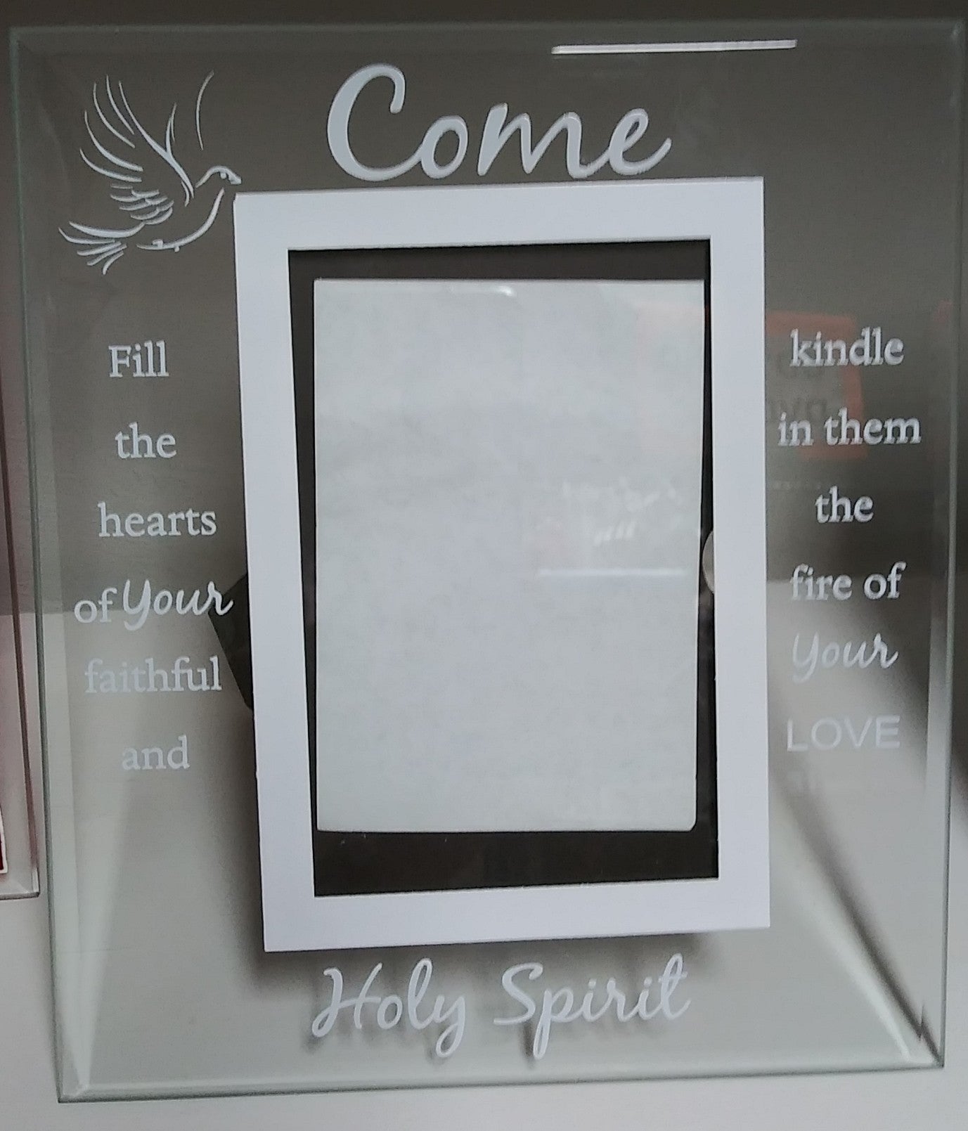 Glass Confirmation Frame "Come Holy Spirt"
