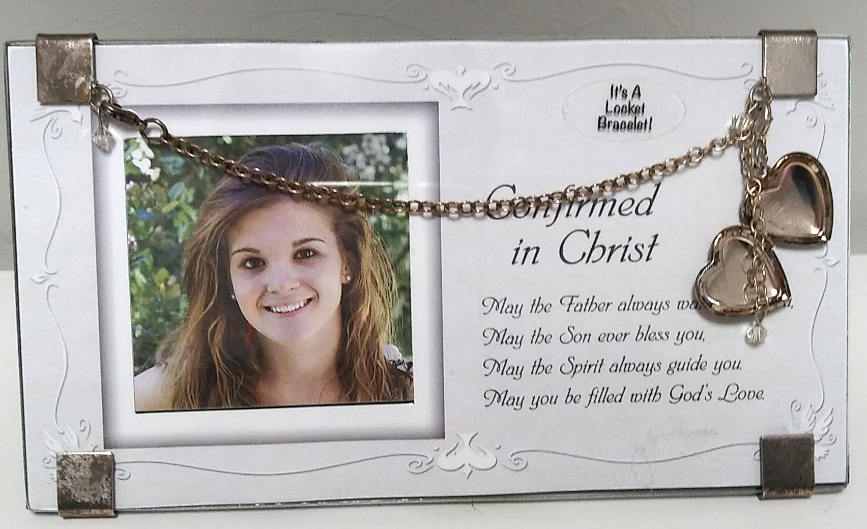 Confirmation Glass Frame W/Locket Bracelet