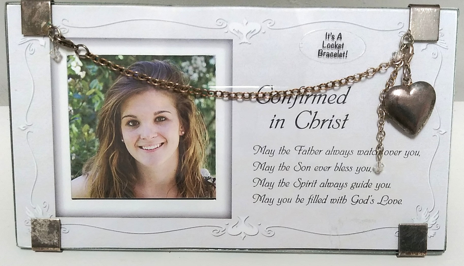 Confirmation Glass Frame W/Locket Bracelet