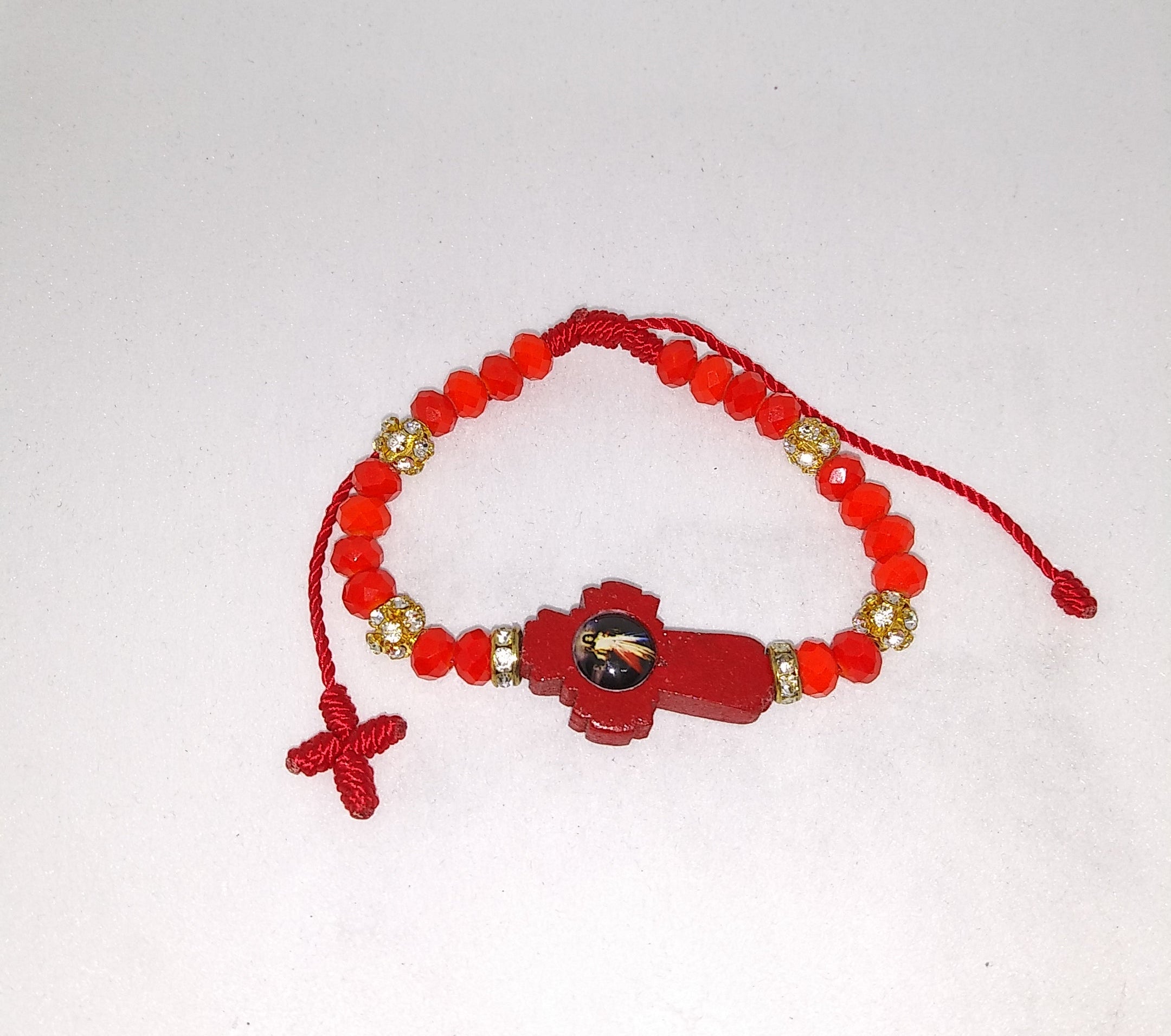 DIVINE MERCY WOODEN CROSS ADJUSTABLE BRACELT