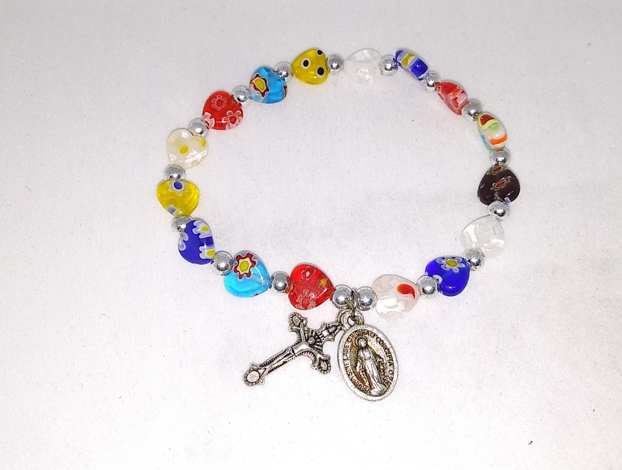 HEART CRYSTAL BEAD STRETCH BRACELET