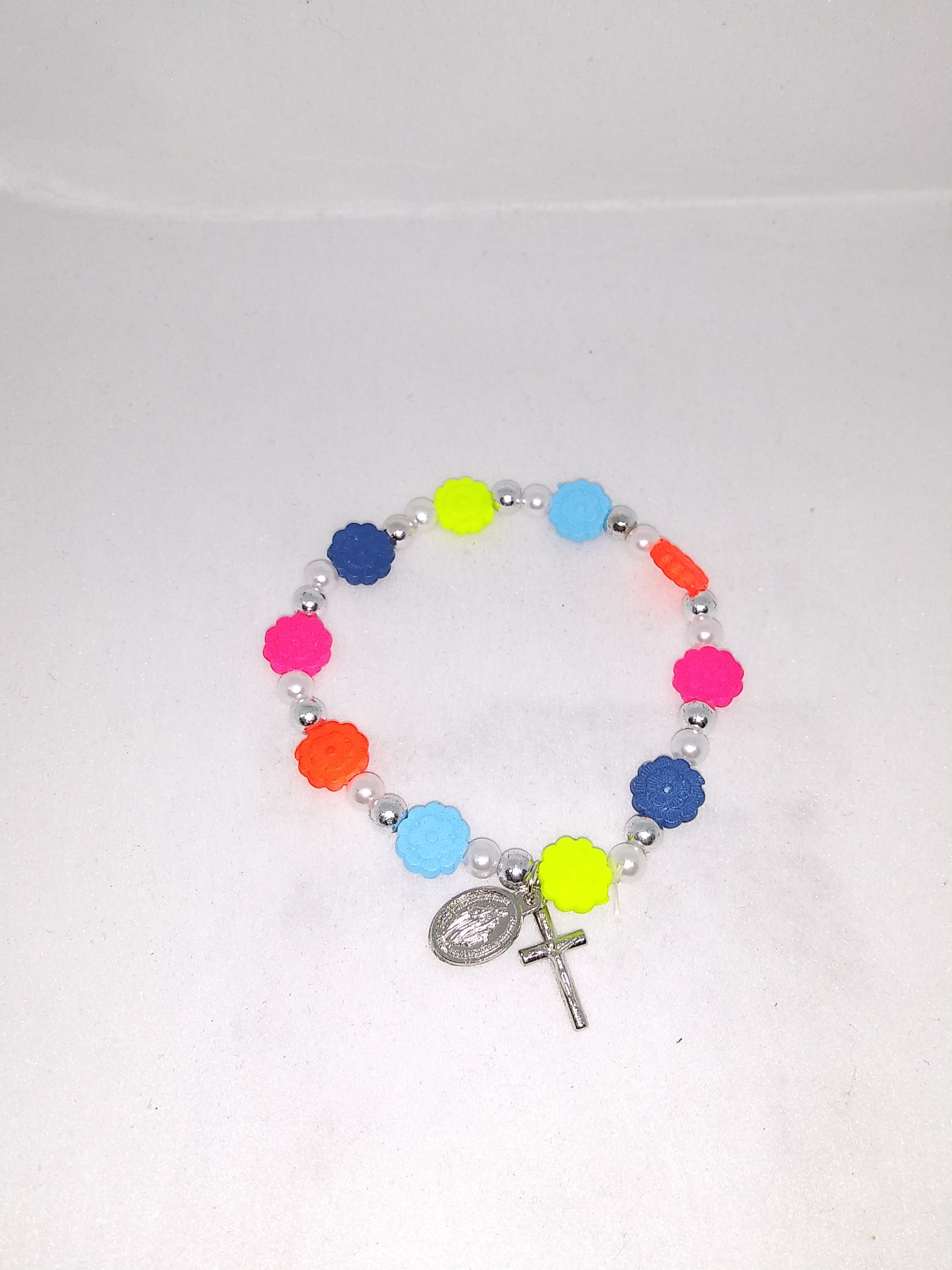 Flower And Pearl Stretch Bracelet