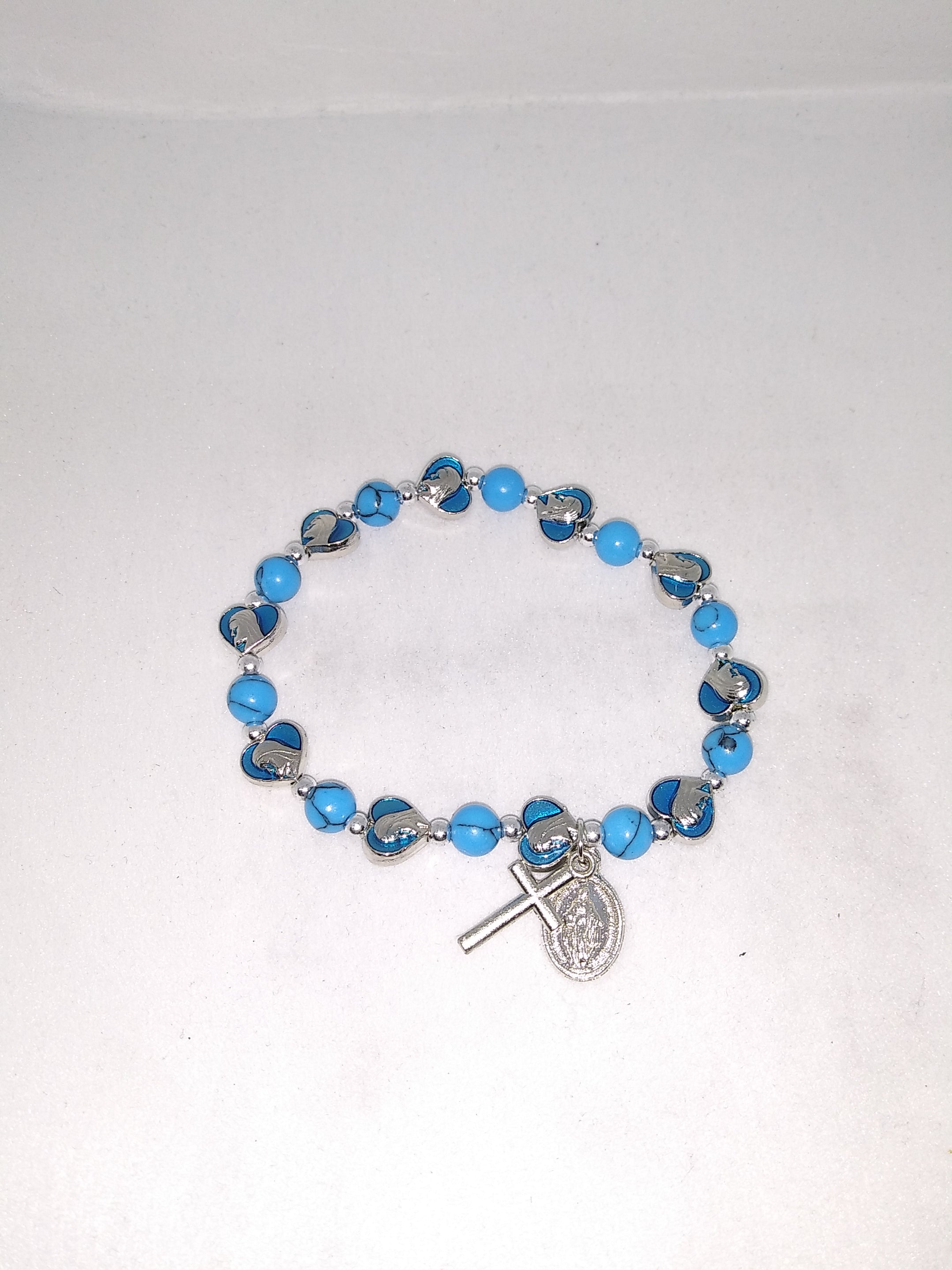 Miraculous Mary Blue Marbled Stretch Bracelet