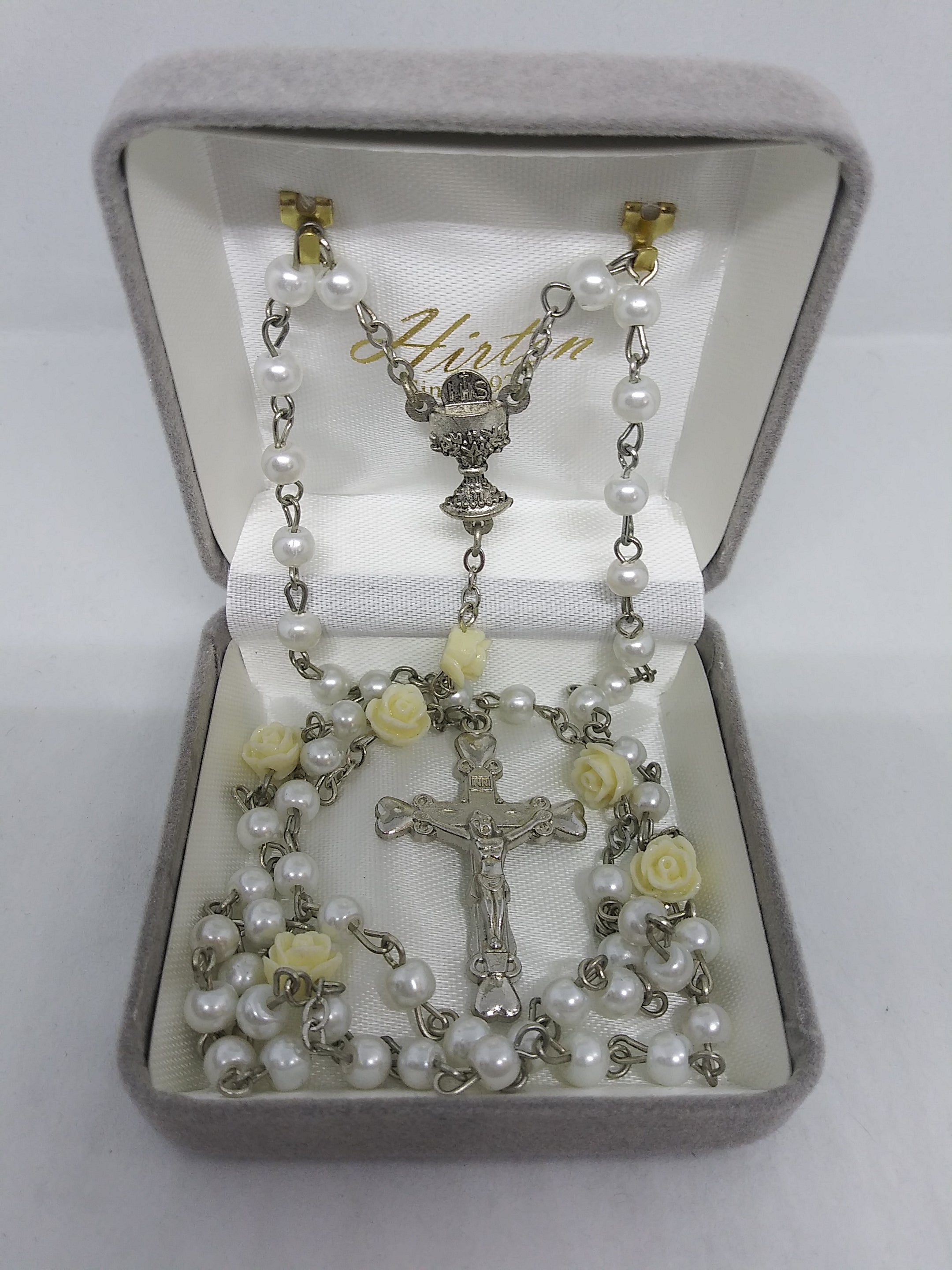 First Communion Pearl And Rose Rosary