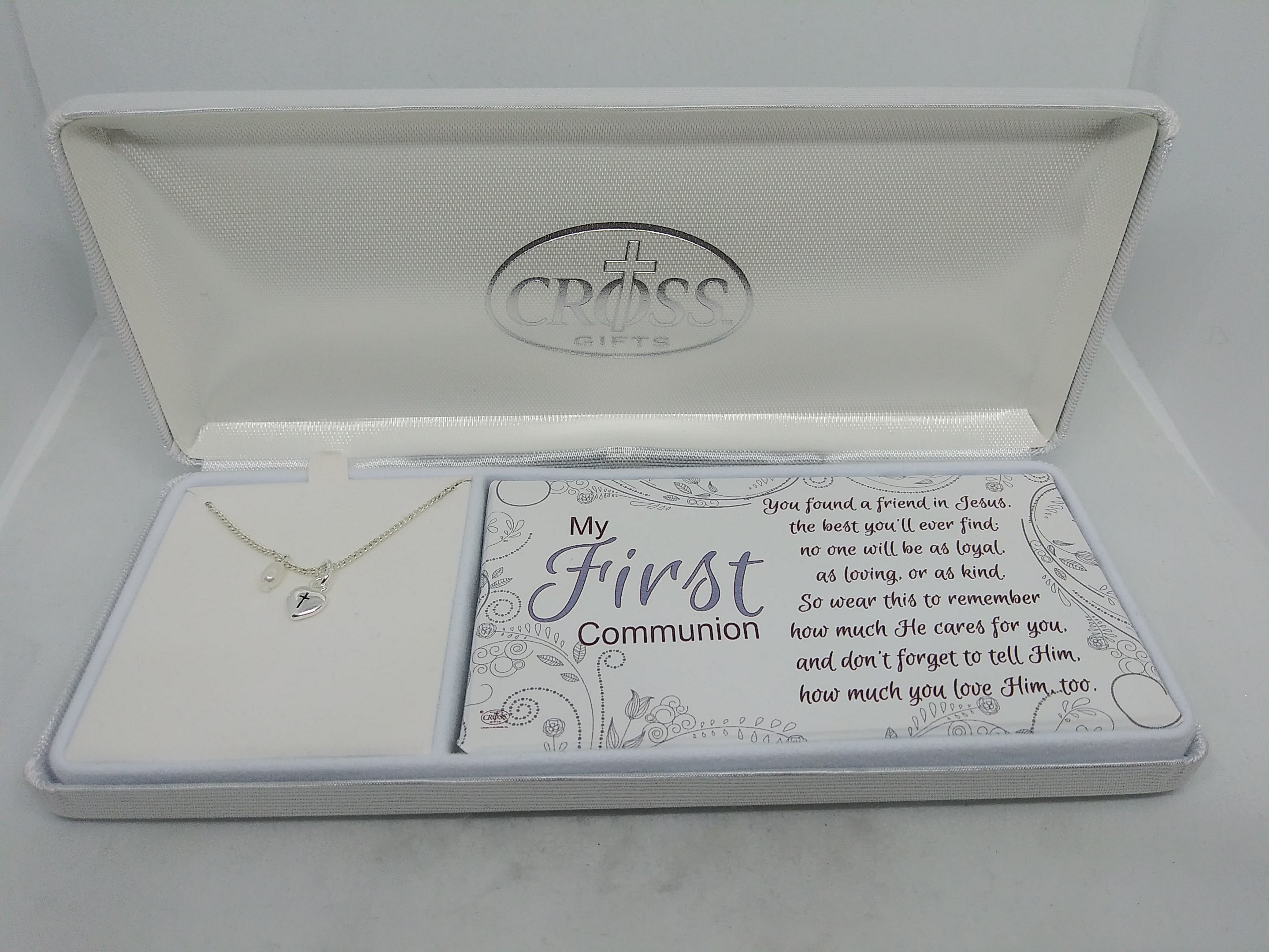 My First Communion Pearl and Heart Necklace