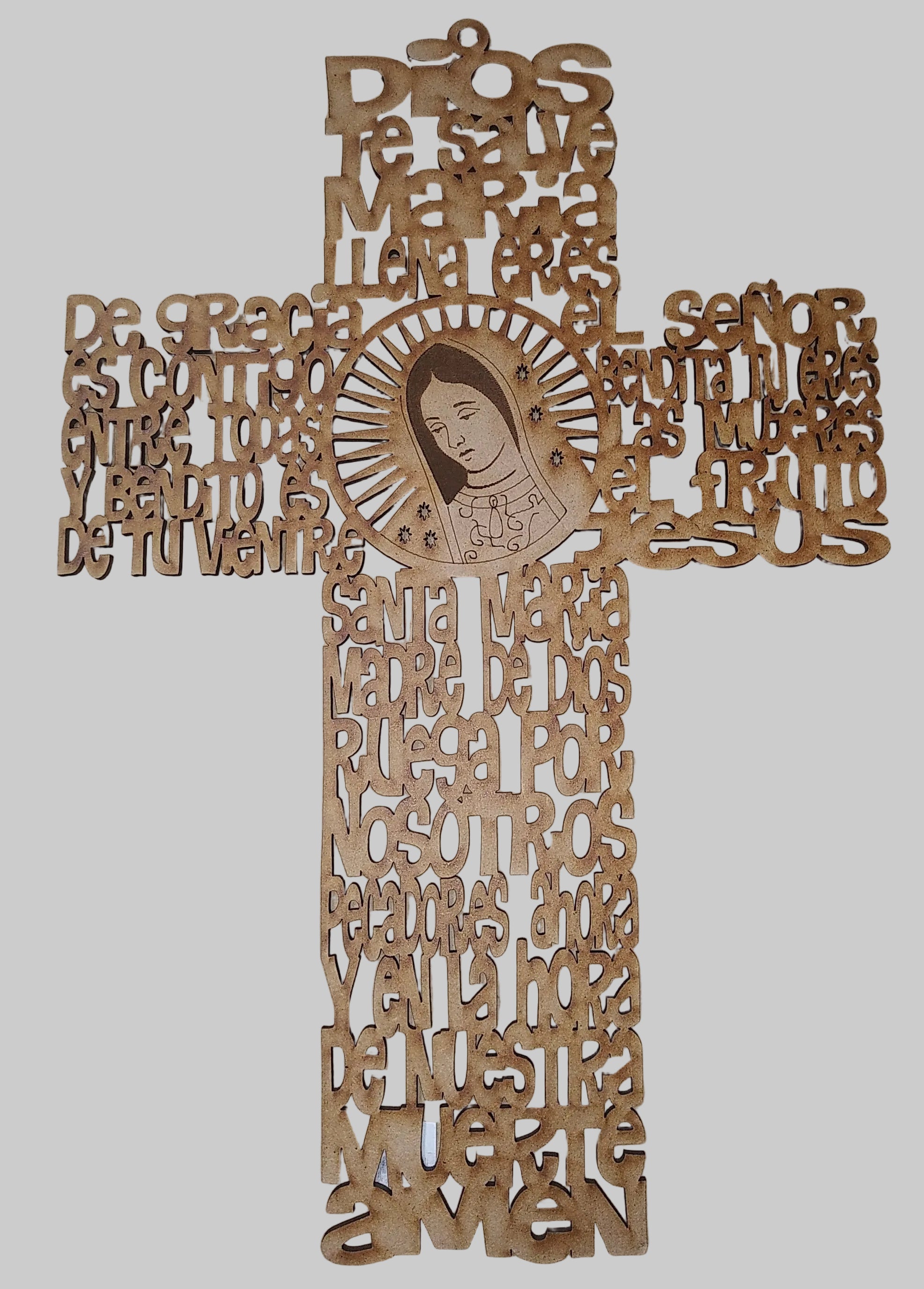 Dios Te Salve Maria Crucifijo De Madera