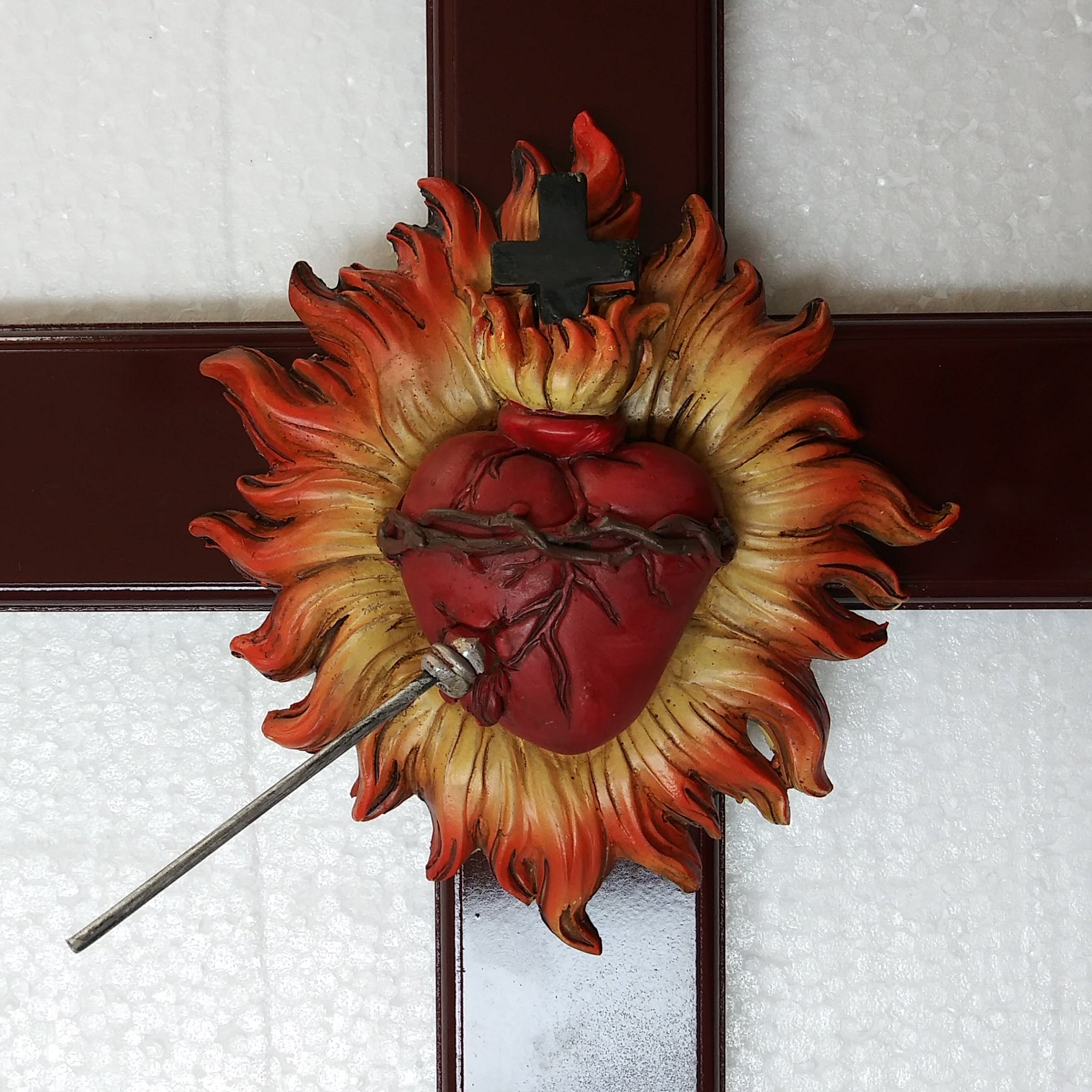 Holy Spirit Cross W/ Pierced Heart 29"
