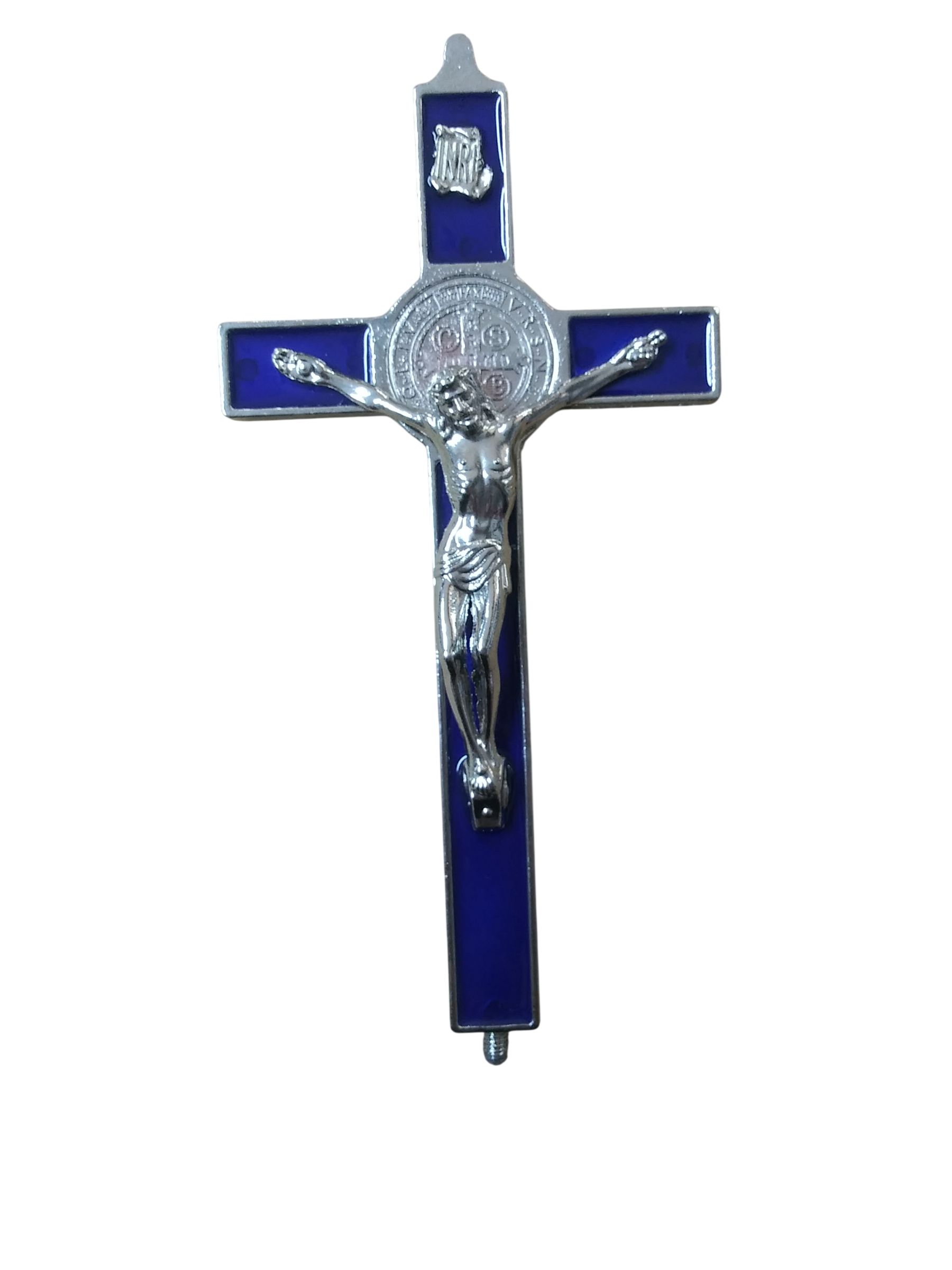 St.Bendict Blue&Silver Stand Cross