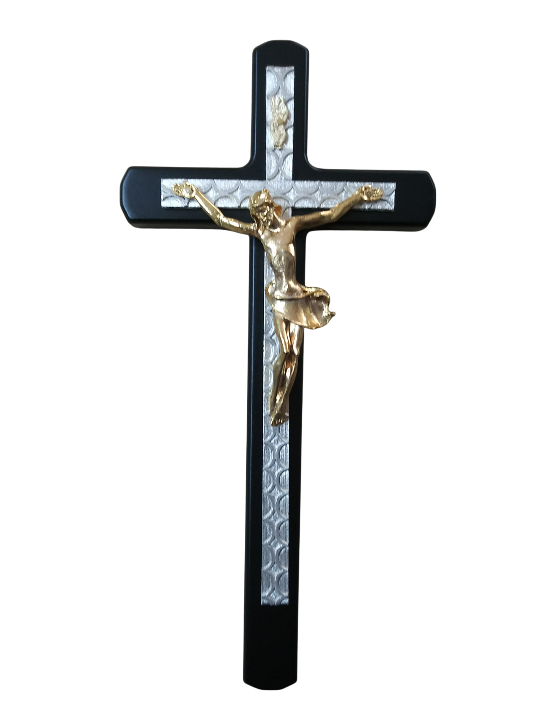 Silver Plated Crucifix Black