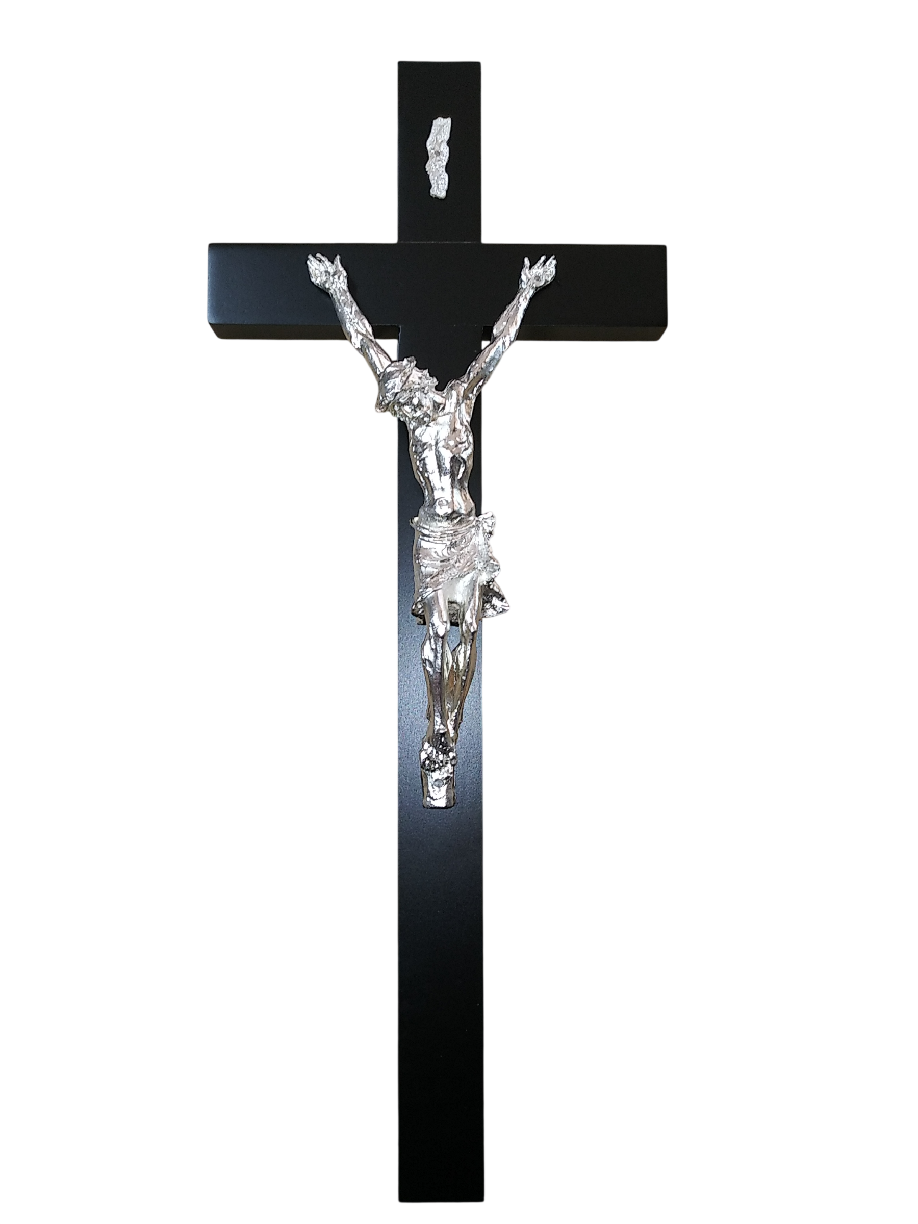 Crucifijo Negro Baño De Plata