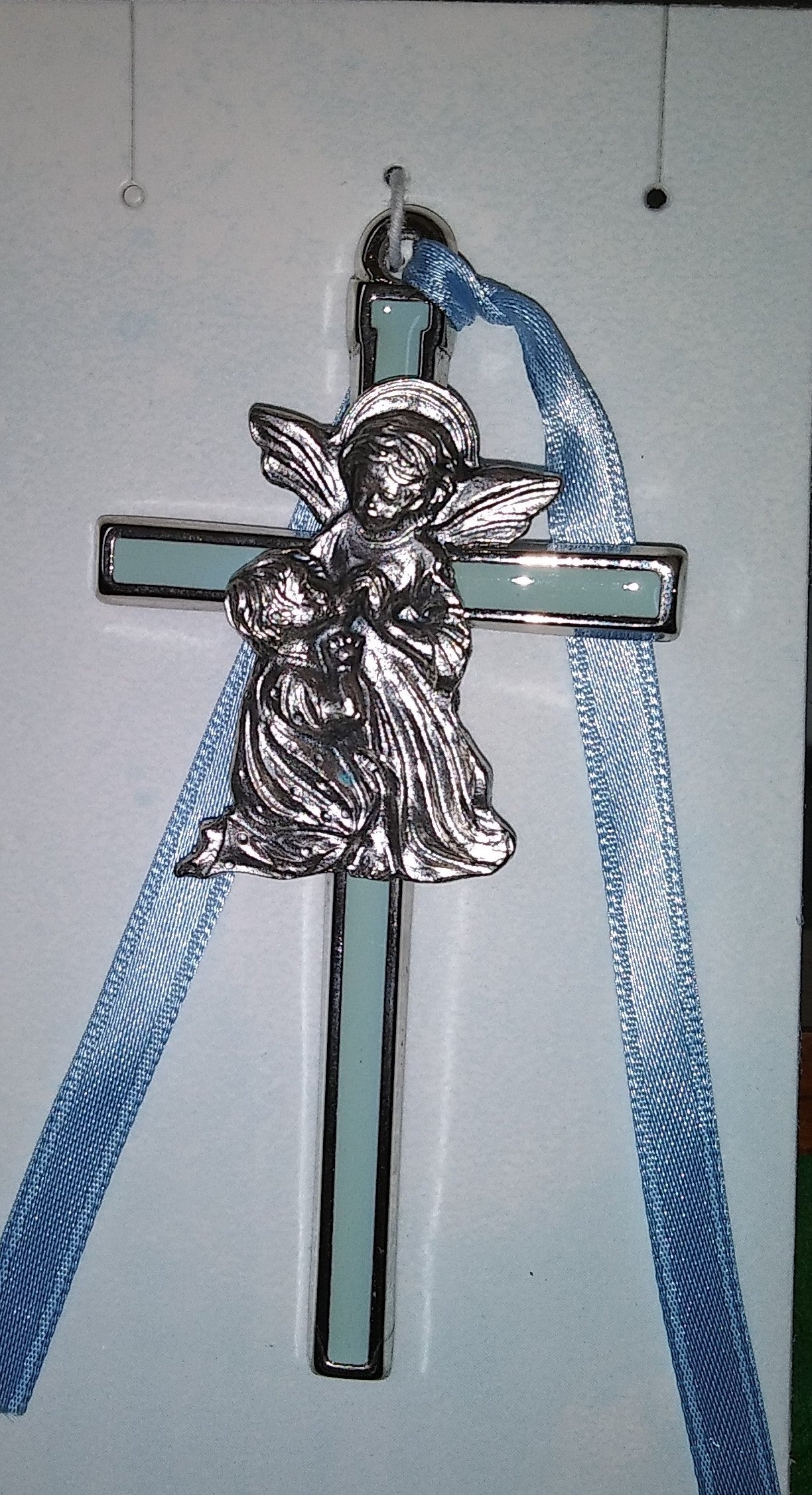 Crib Cross Angel & Child Blue Boy