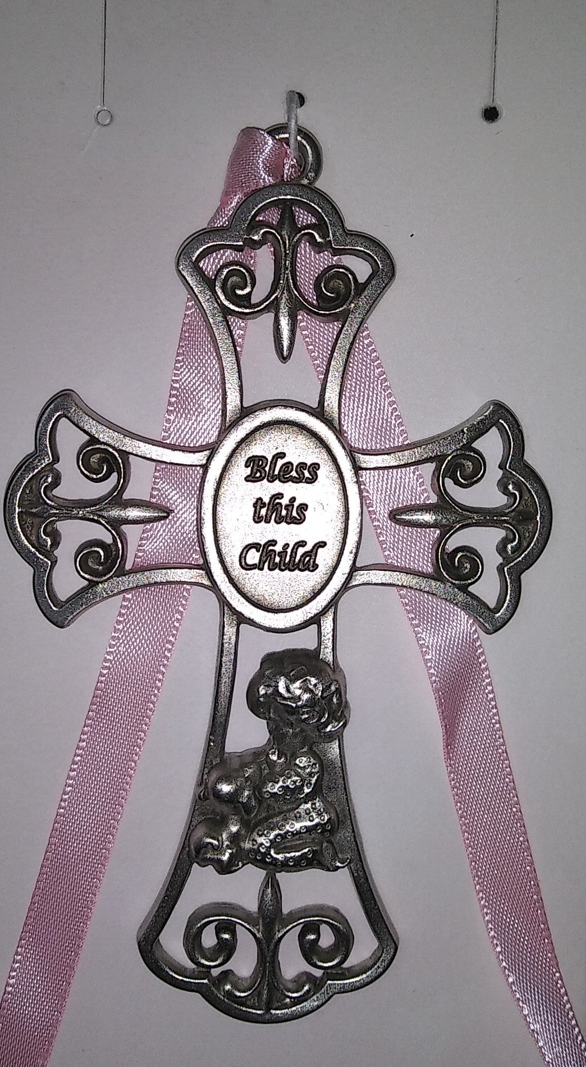 Crib Cross "Bless This Child" Pink Girl