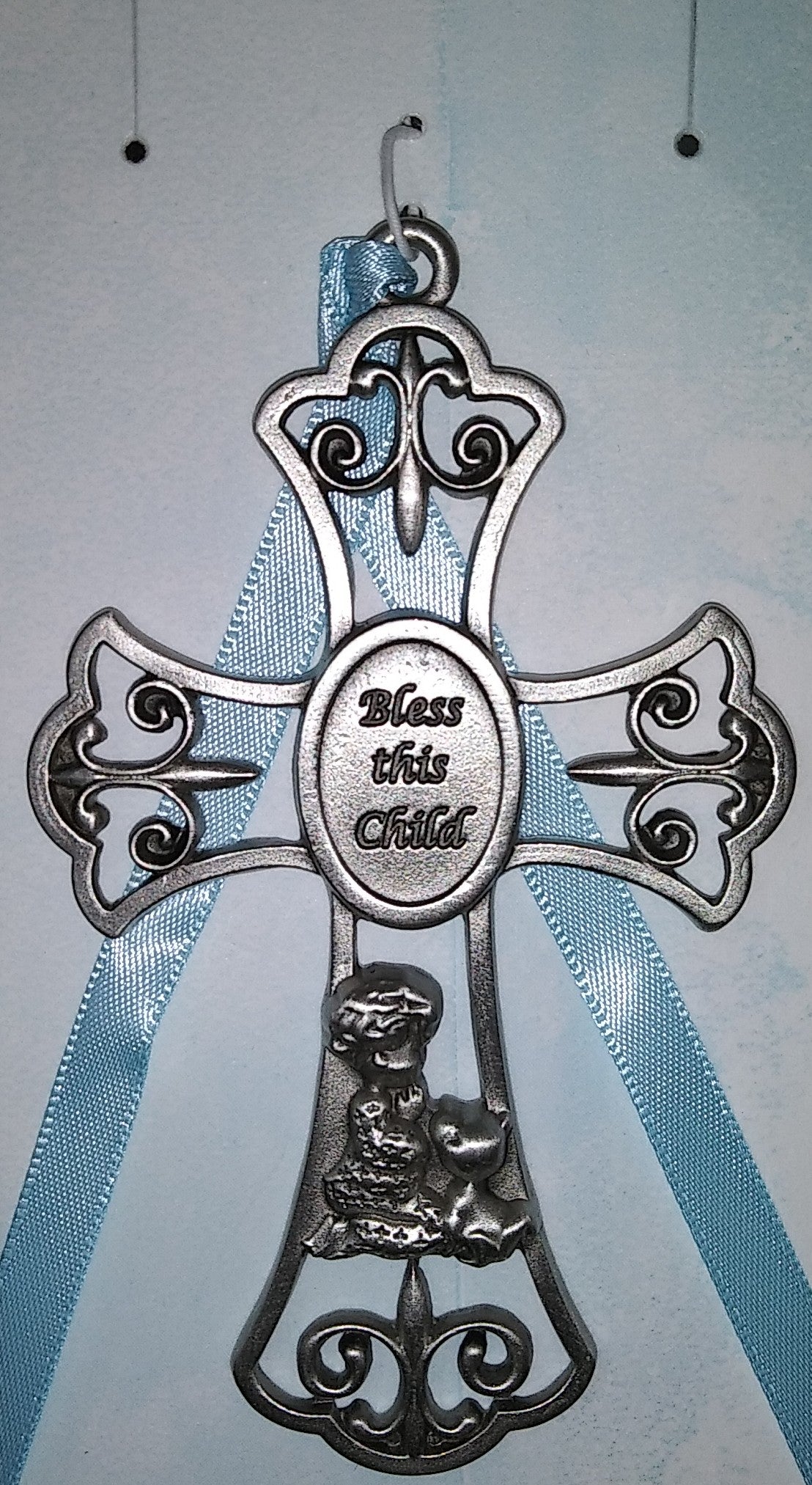 Crib Cross "Bless This Child" Blue Boy