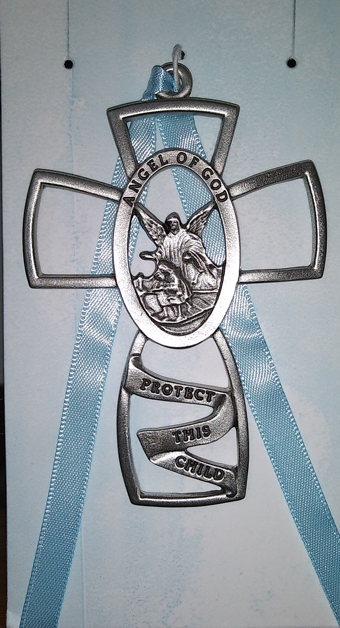 Crib Cross "Angel Of God" Blue