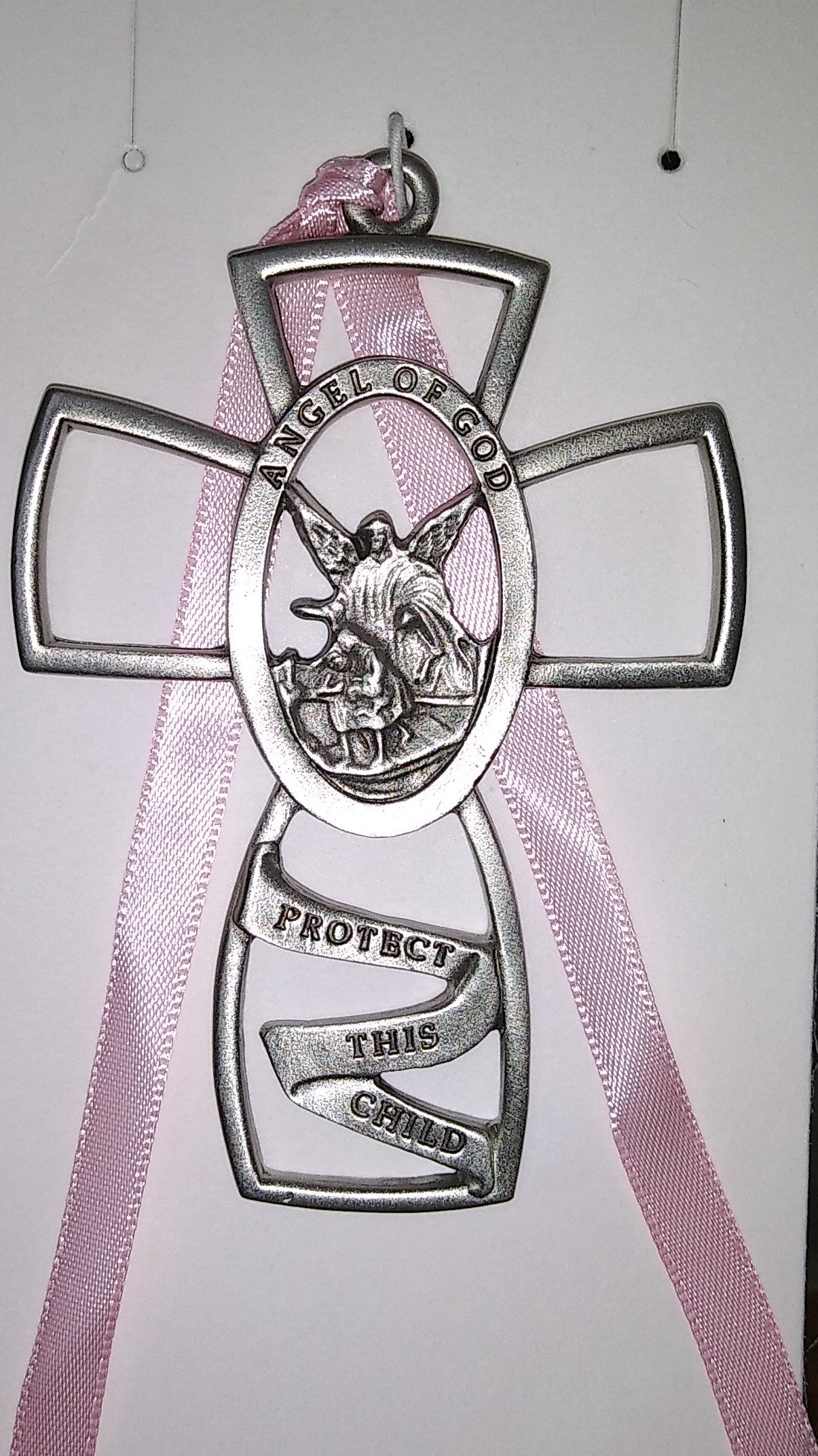 Crib Cross "Angel Of God" Pink