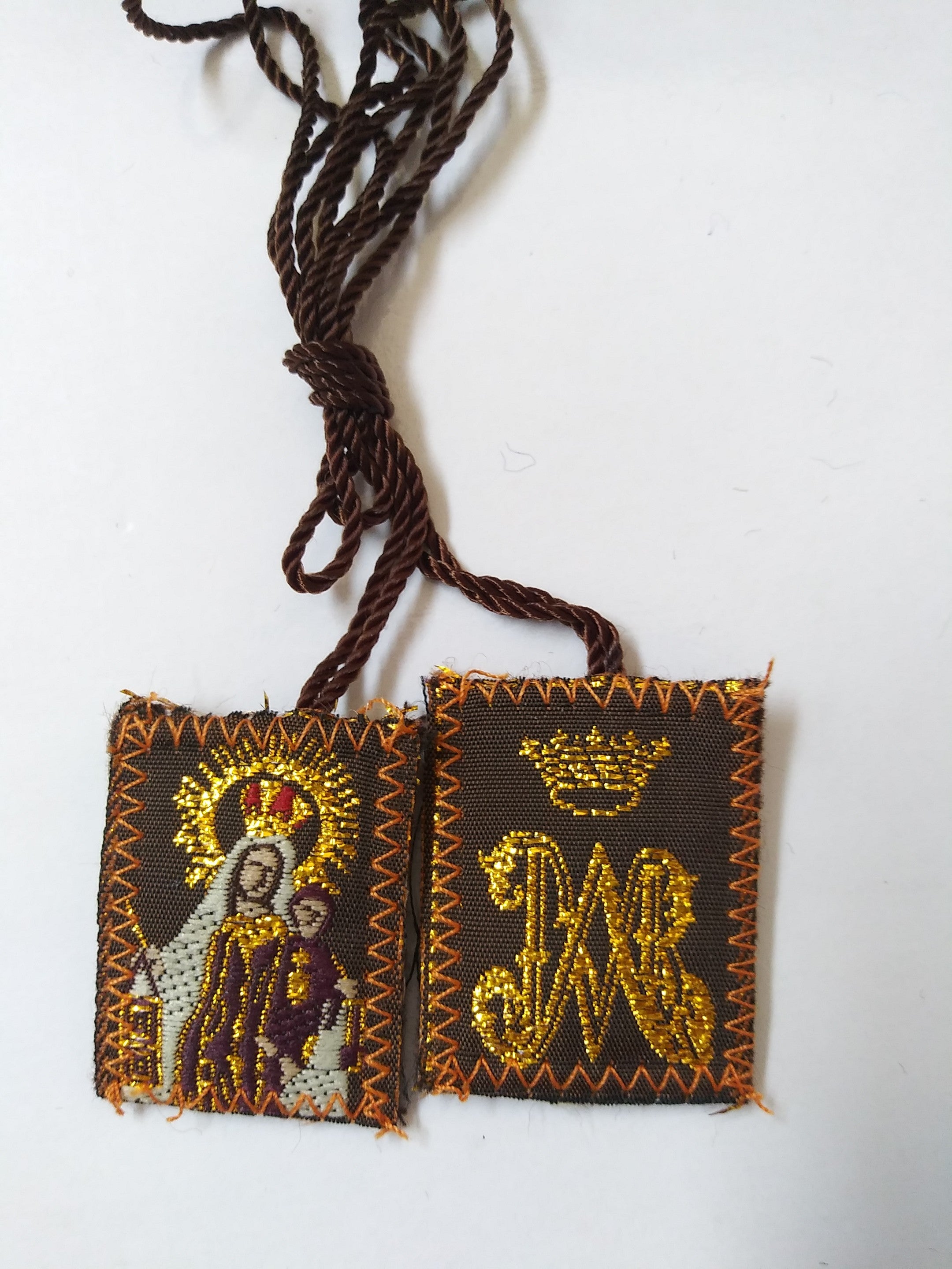 Brown Scapulary Dark Gold - Our Lady Of Mt. Carmel small