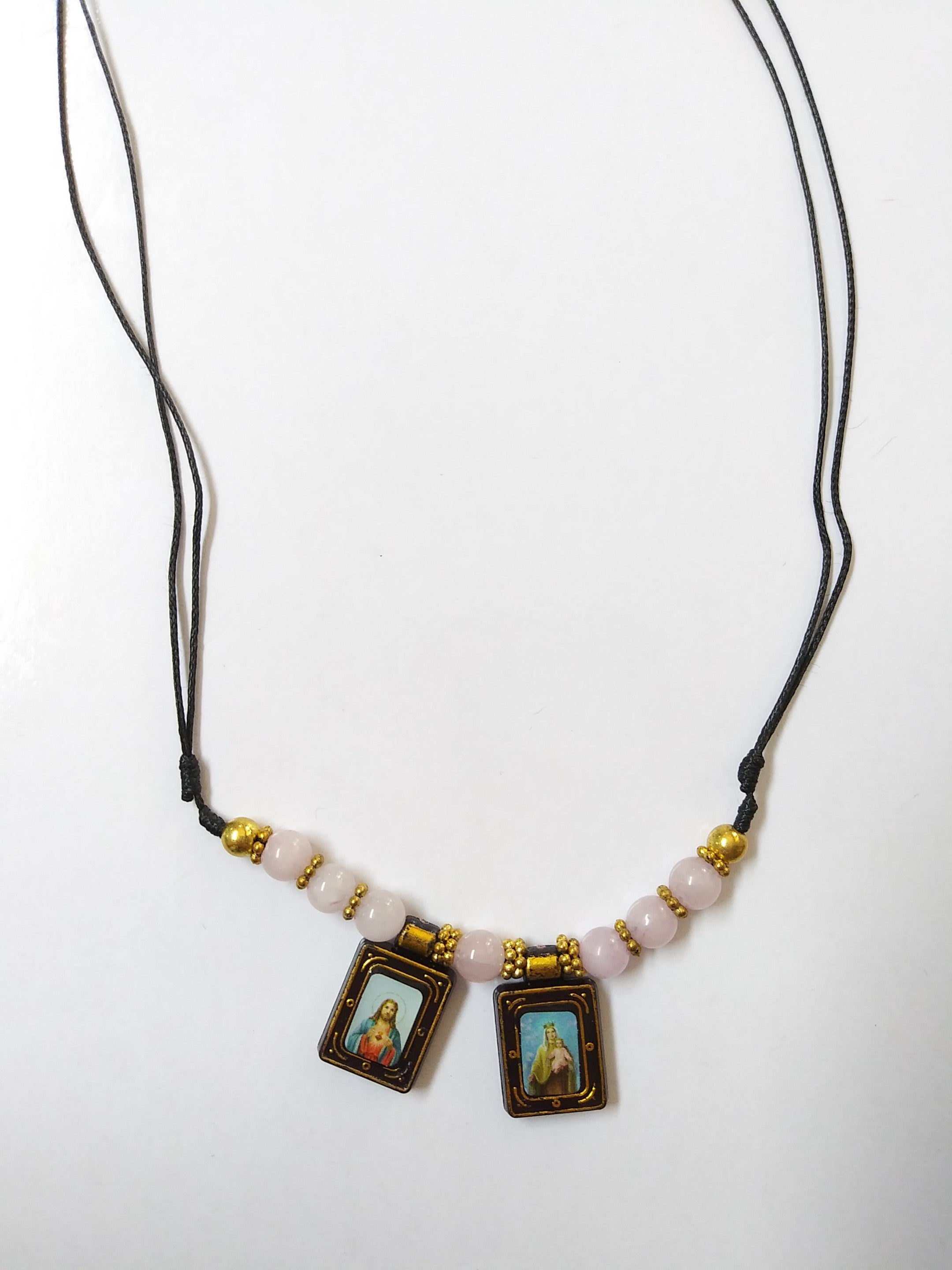 Scapular Adjustable Necklace - Pink Pearl