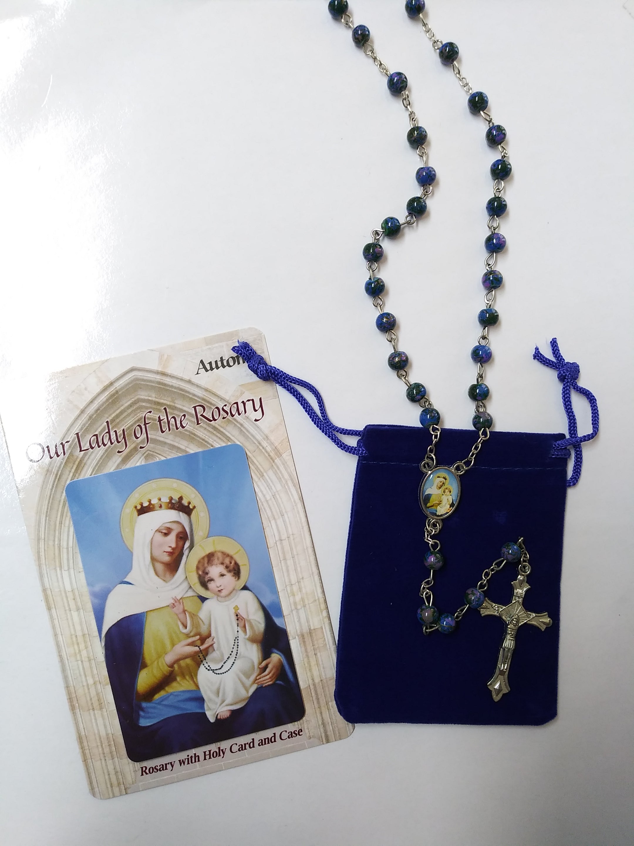 Our Lady Of The Rosary With Holy Card And Case