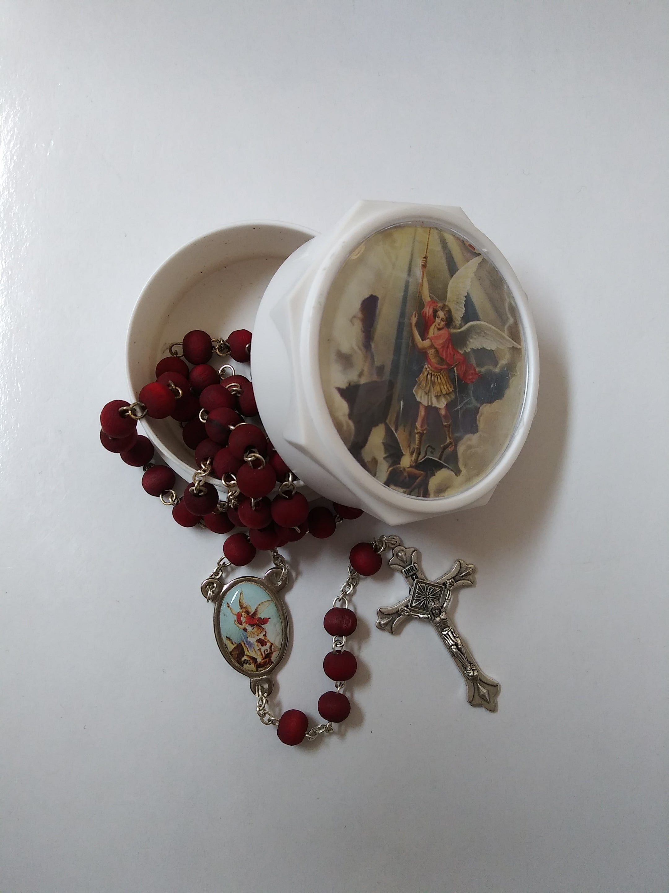 St. Michael Rose Scented Rosary W/Case