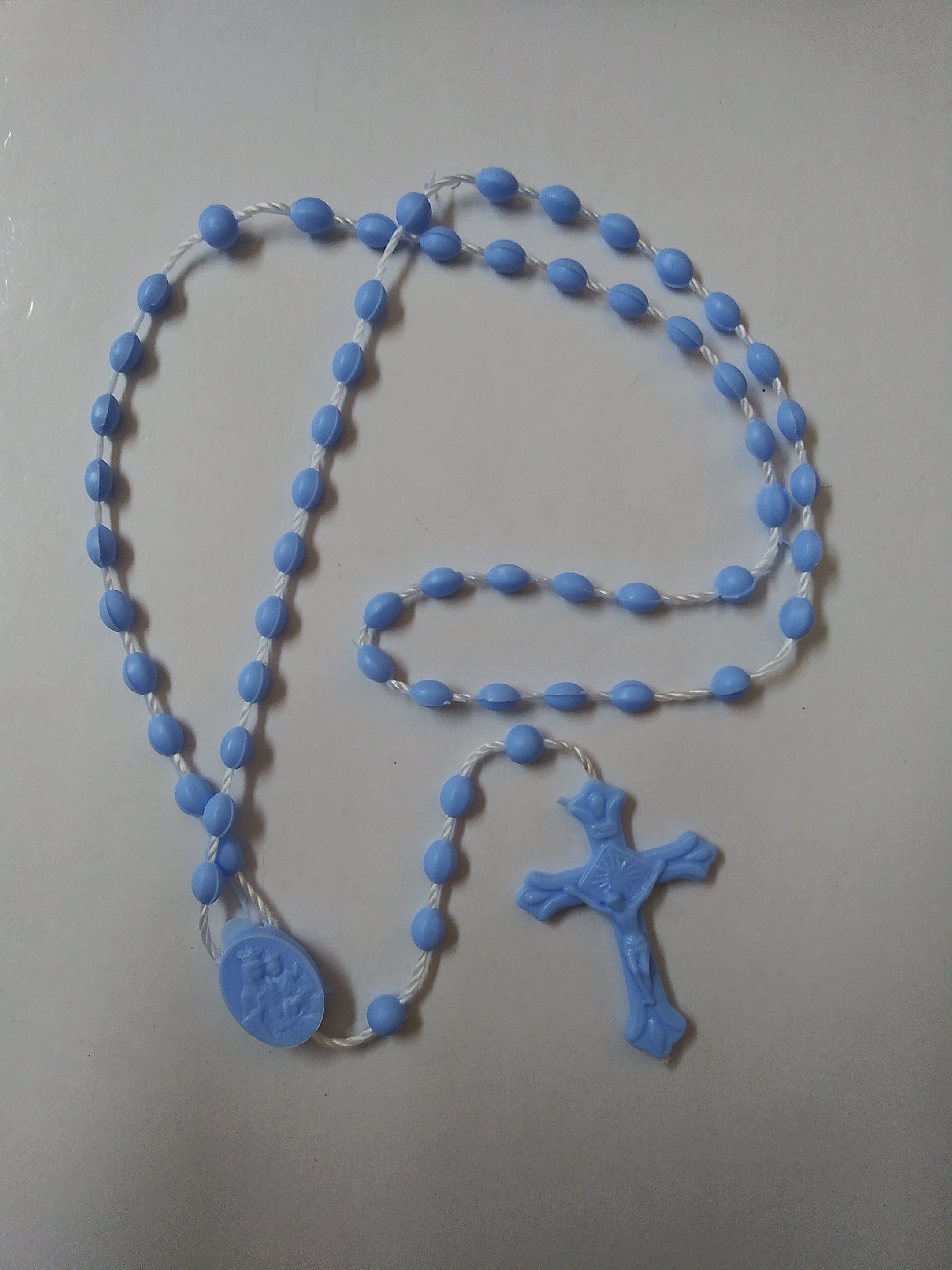 Sacred Heart Plastic Rosary Baby Blue
