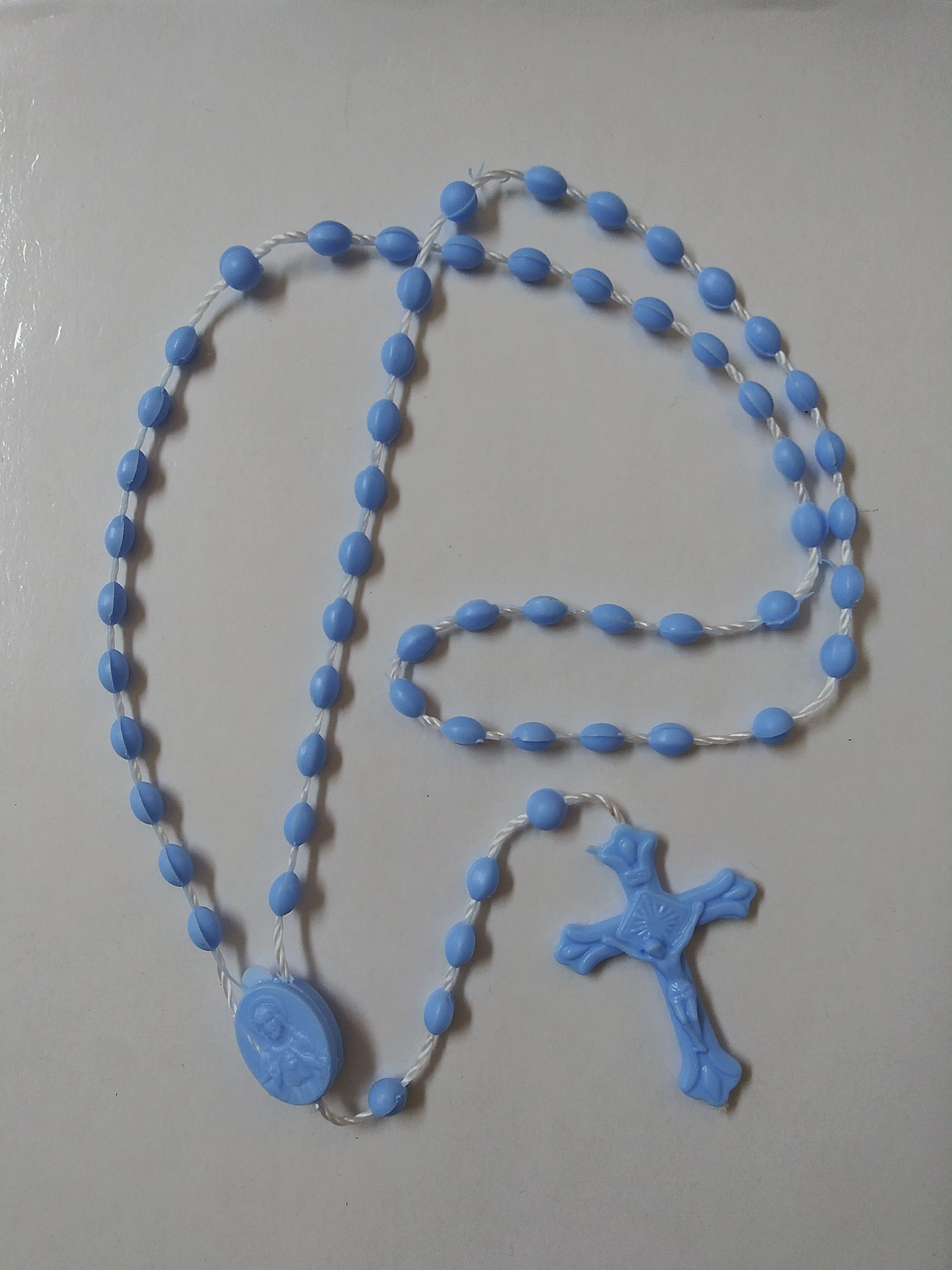 Sacred Heart Plastic Rosary Baby Blue
