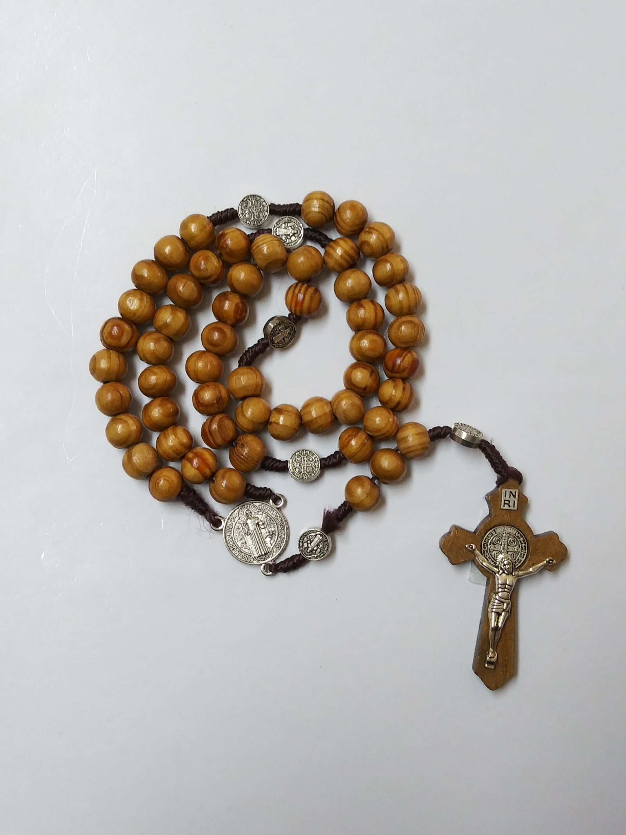 St.Benedict Wood Rosary Light Brown
