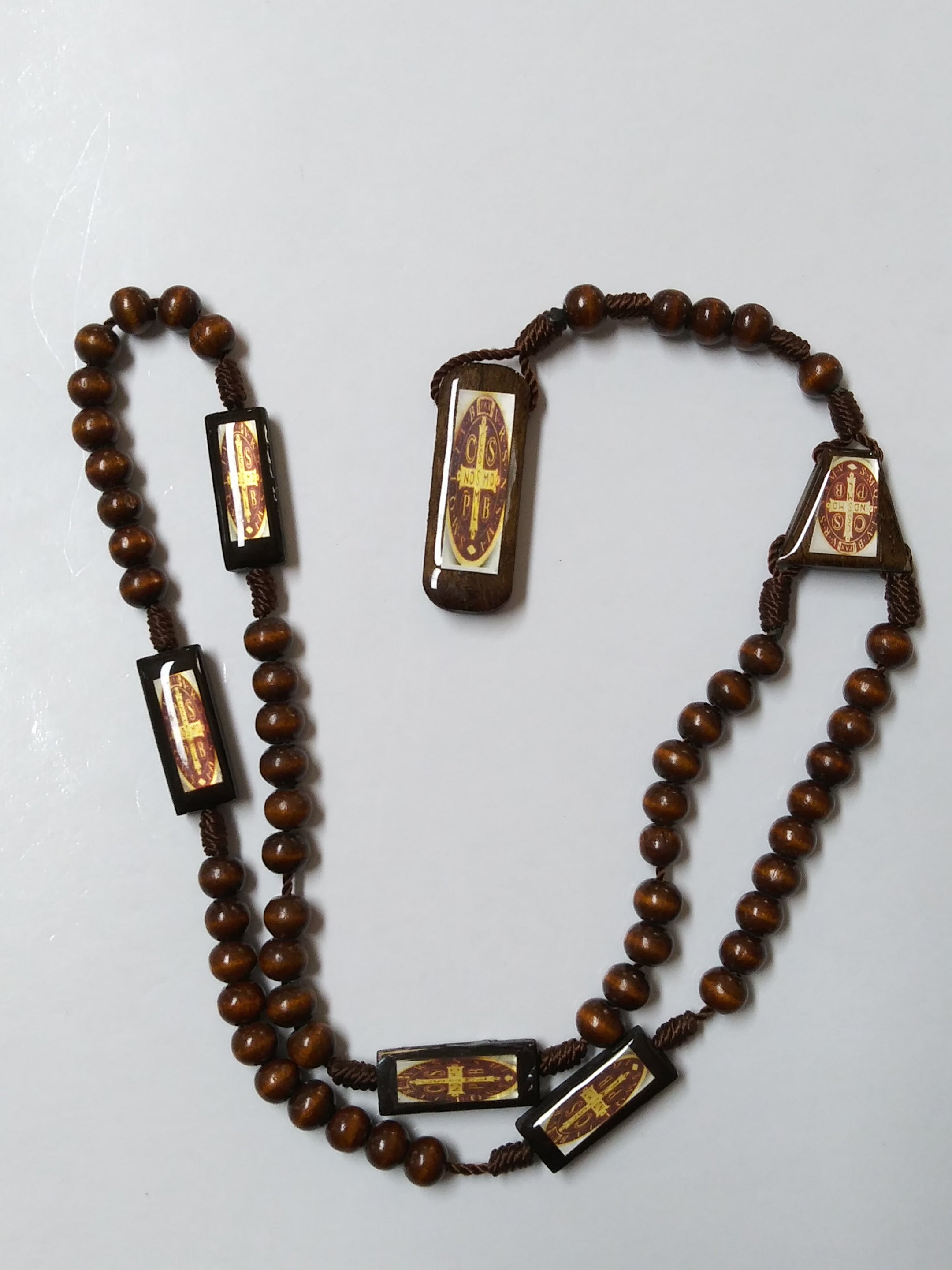 St. Benedict Wood Rosary Dark Brown