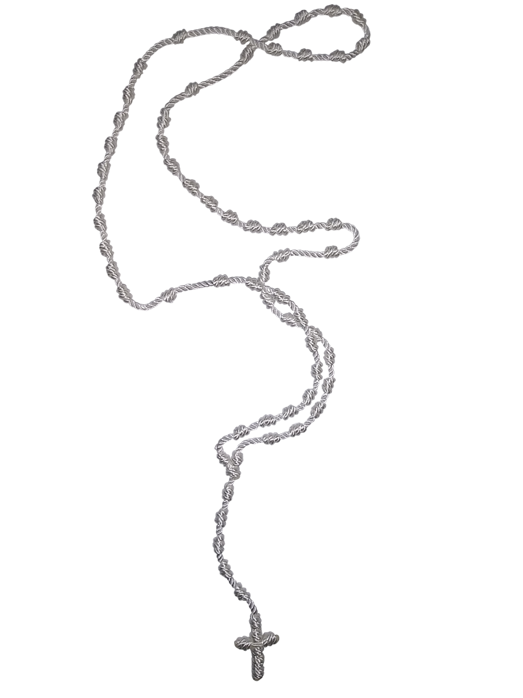 White Knotted Cord Rosary