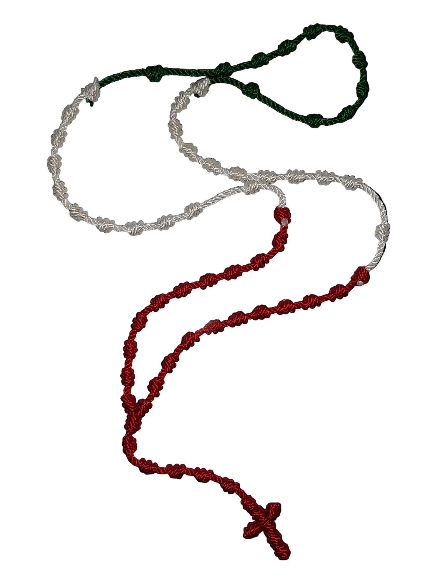 Tri-Color Knotted Cord Rosary