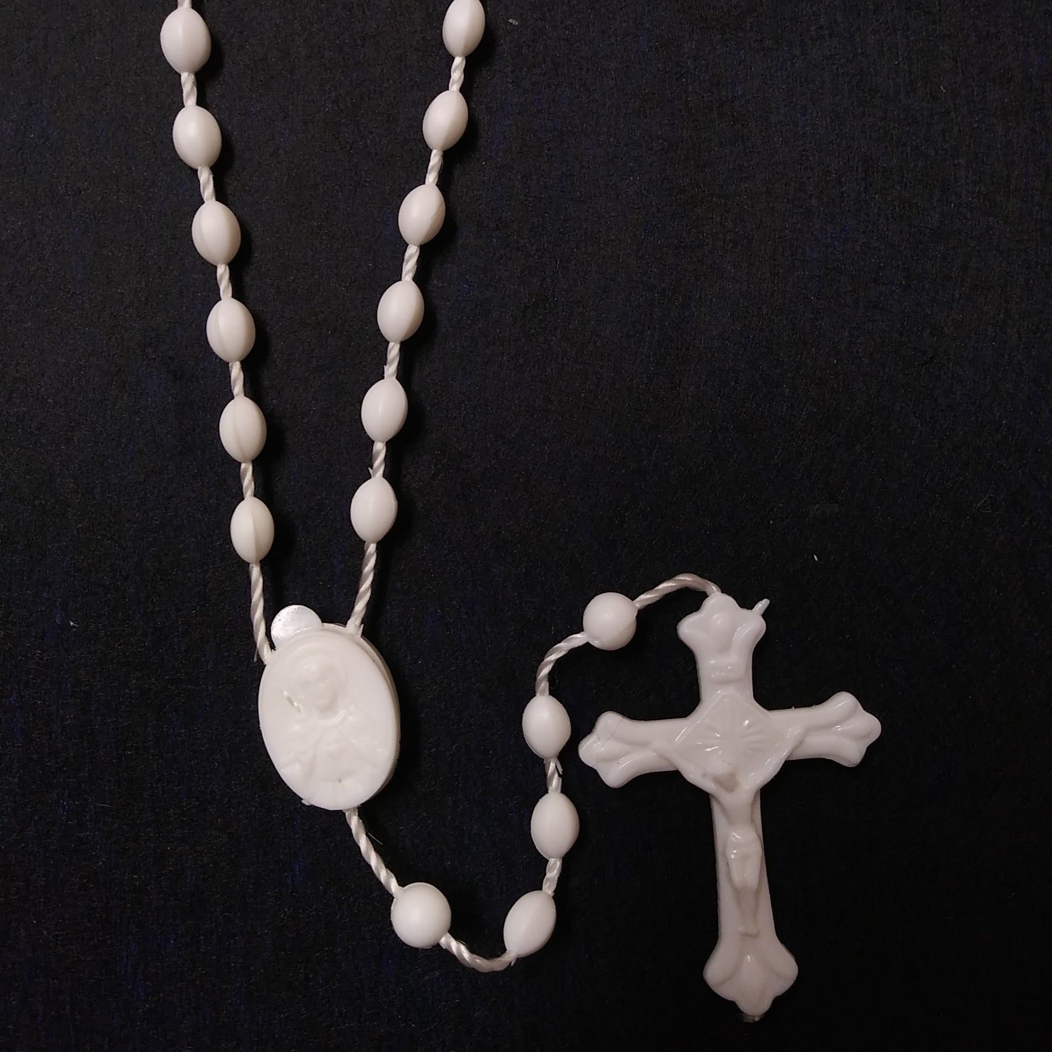 Plastic White Rosary