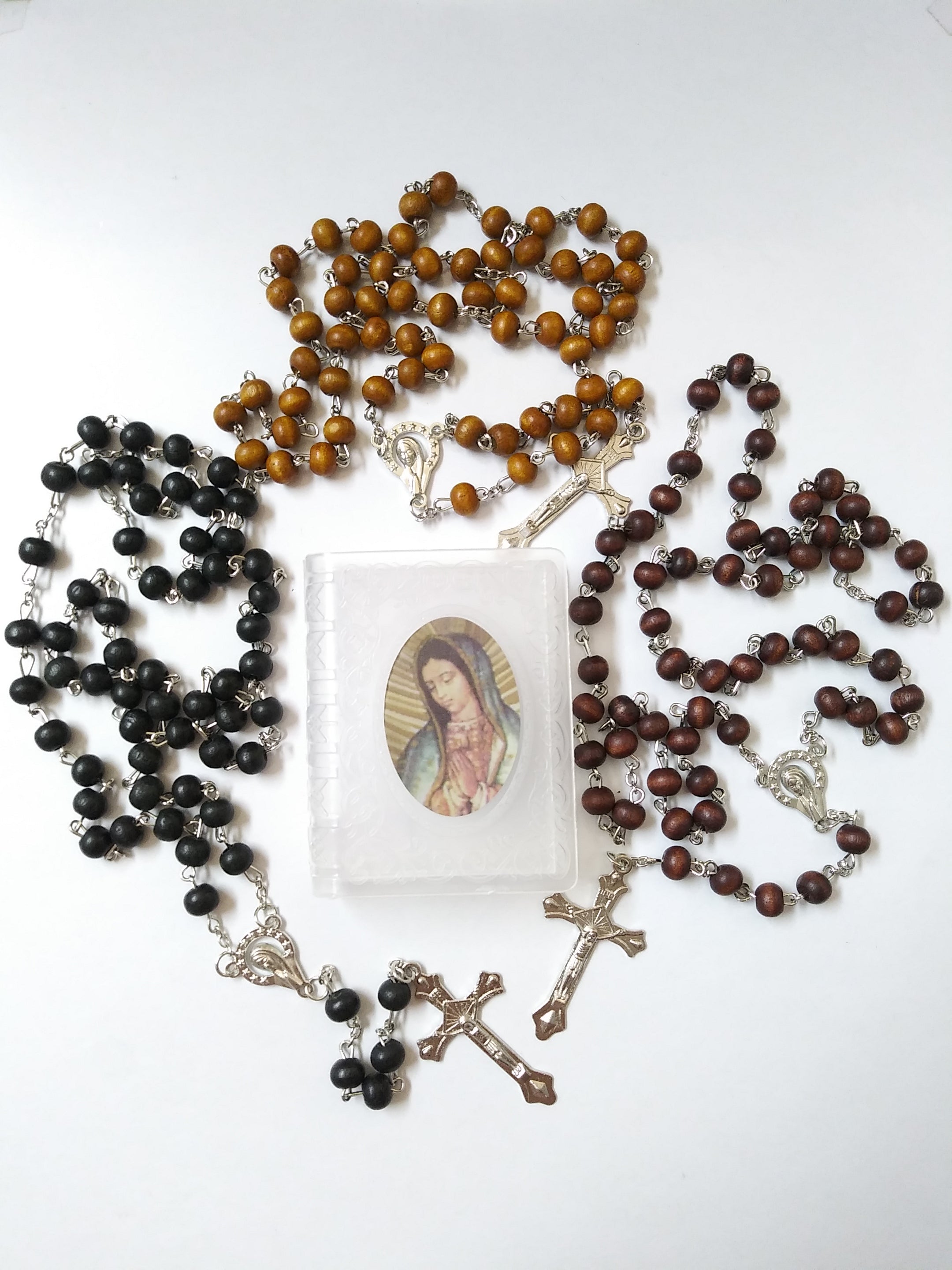 Wood Rosary In Bible Case