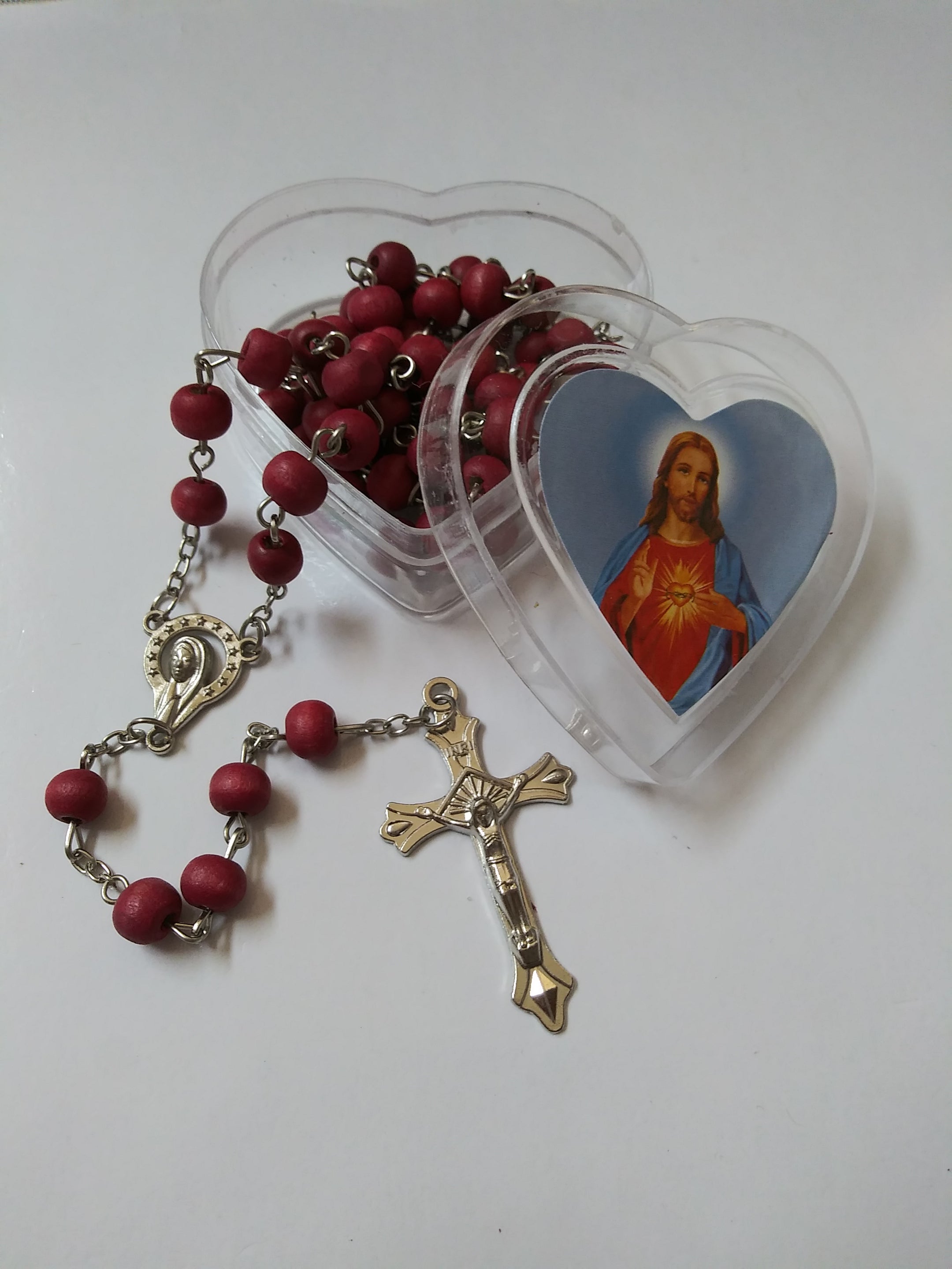 Rosary In Heart Case Rose Scented