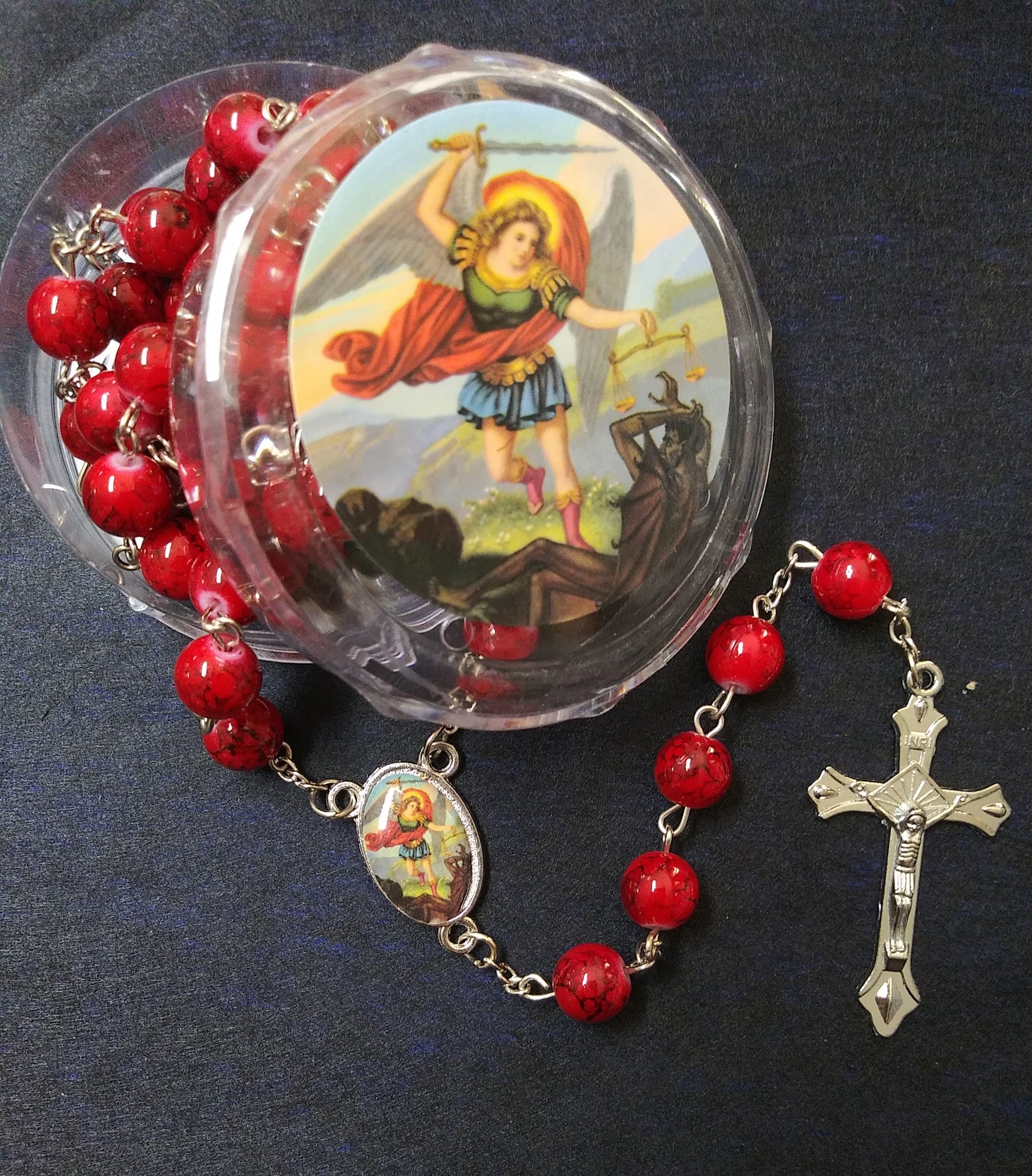 Rosary St. Michael Archangel Glass Marble Beads