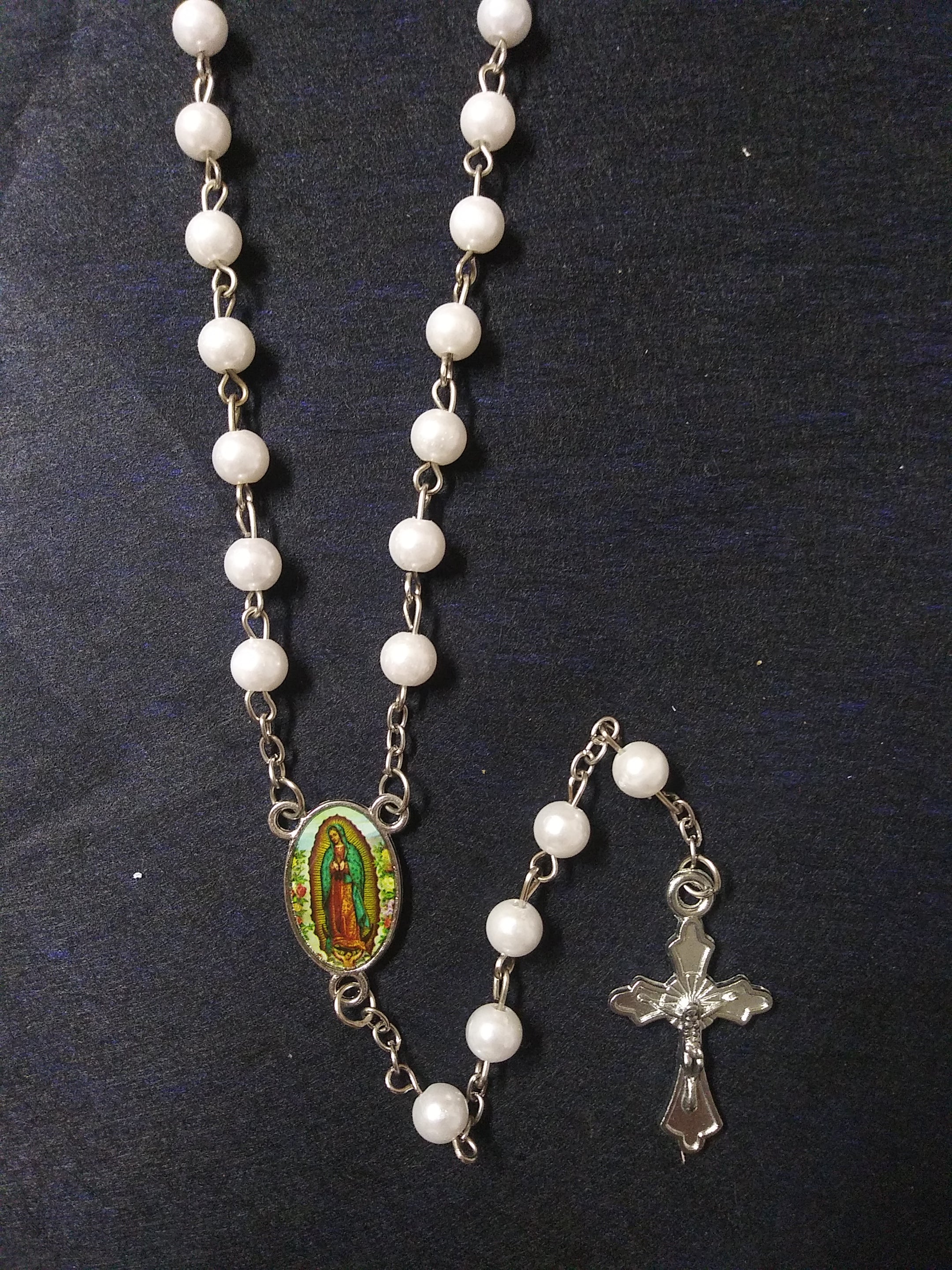 Rosary In A Bottle Our Lady Of Guadalupe White Wood