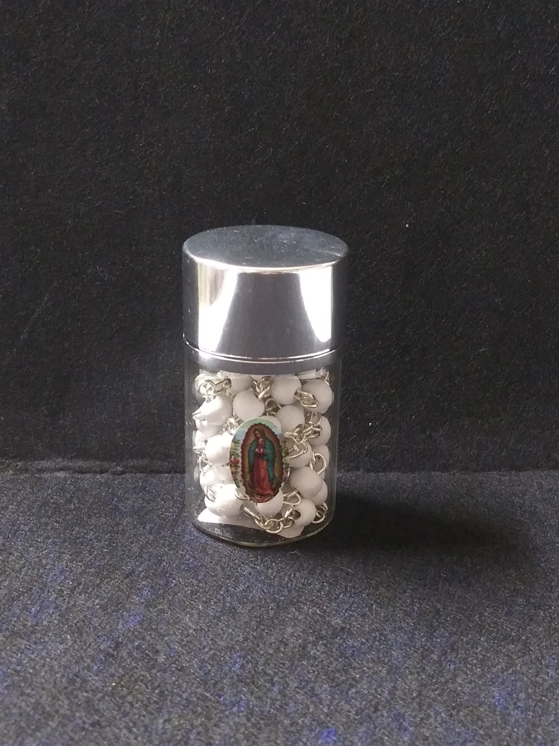 Rosary In A Bottle Our Lady Of Guadalupe White Wood