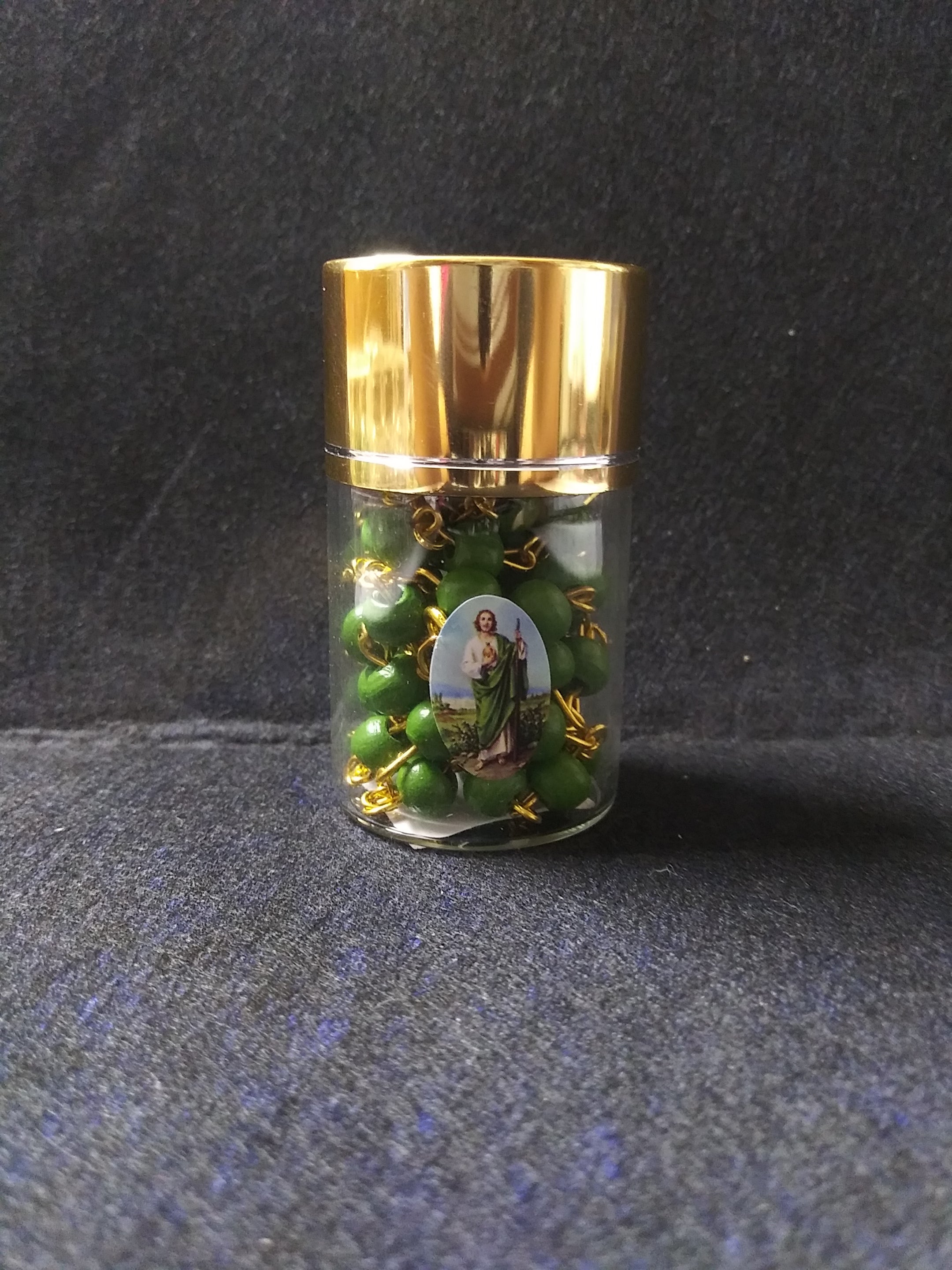 Rosary In A Bottle St. Jude Green & Gold