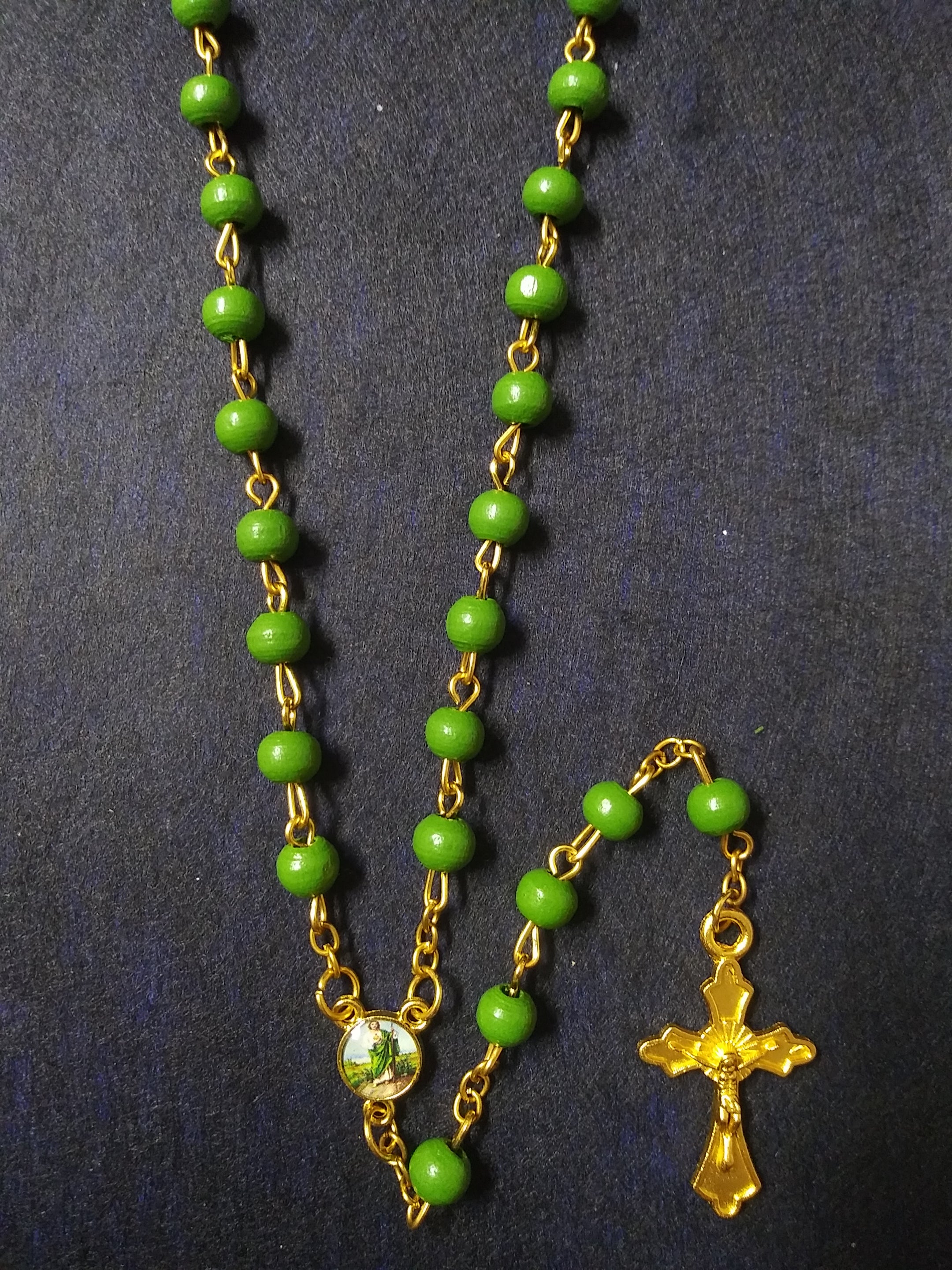 Rosary In A Bottle St. Jude Green & Gold