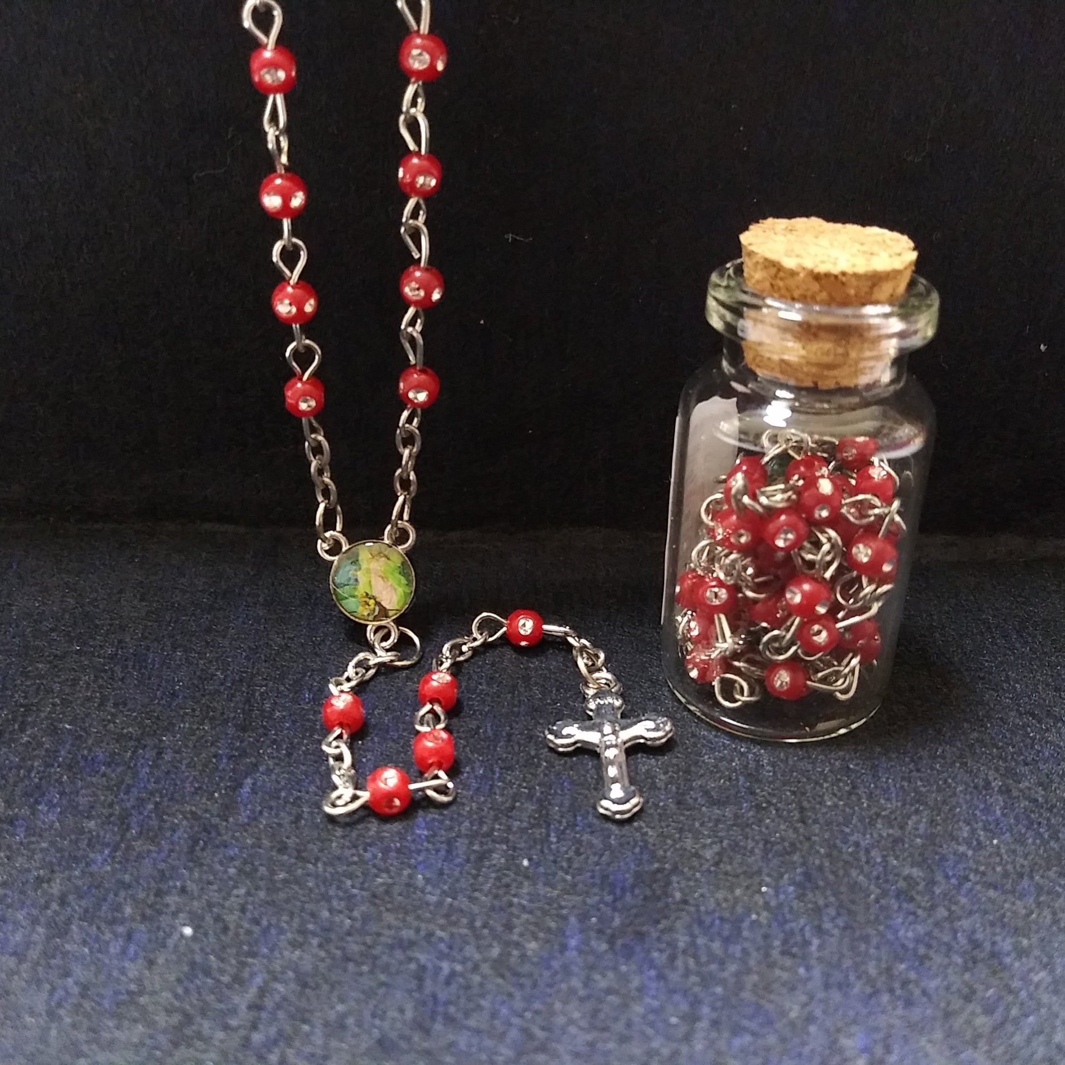 Guardian Angel Rosary In A Bottle Cork Lid