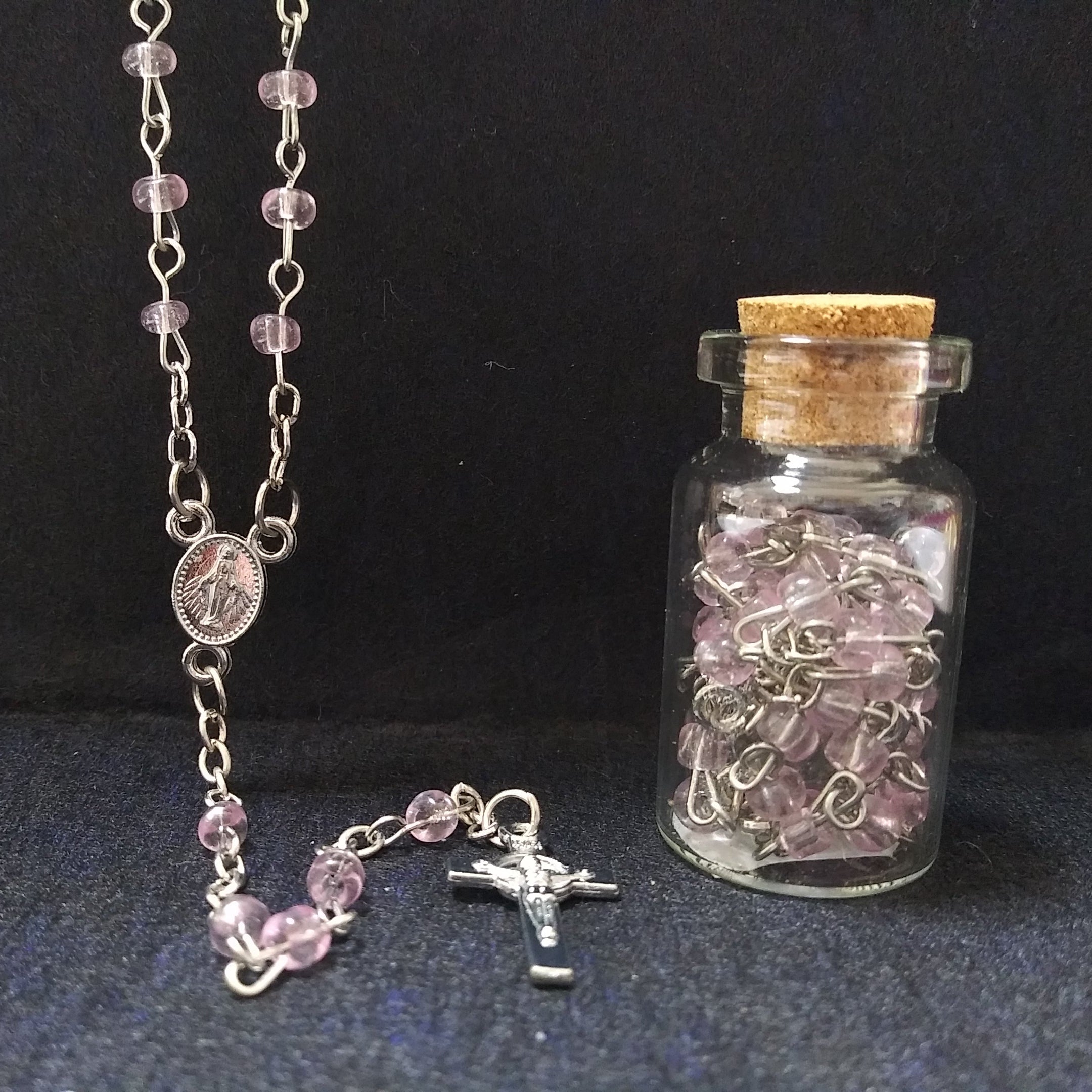 Miraculous Mary Rosary In A Bottle Cork Lid