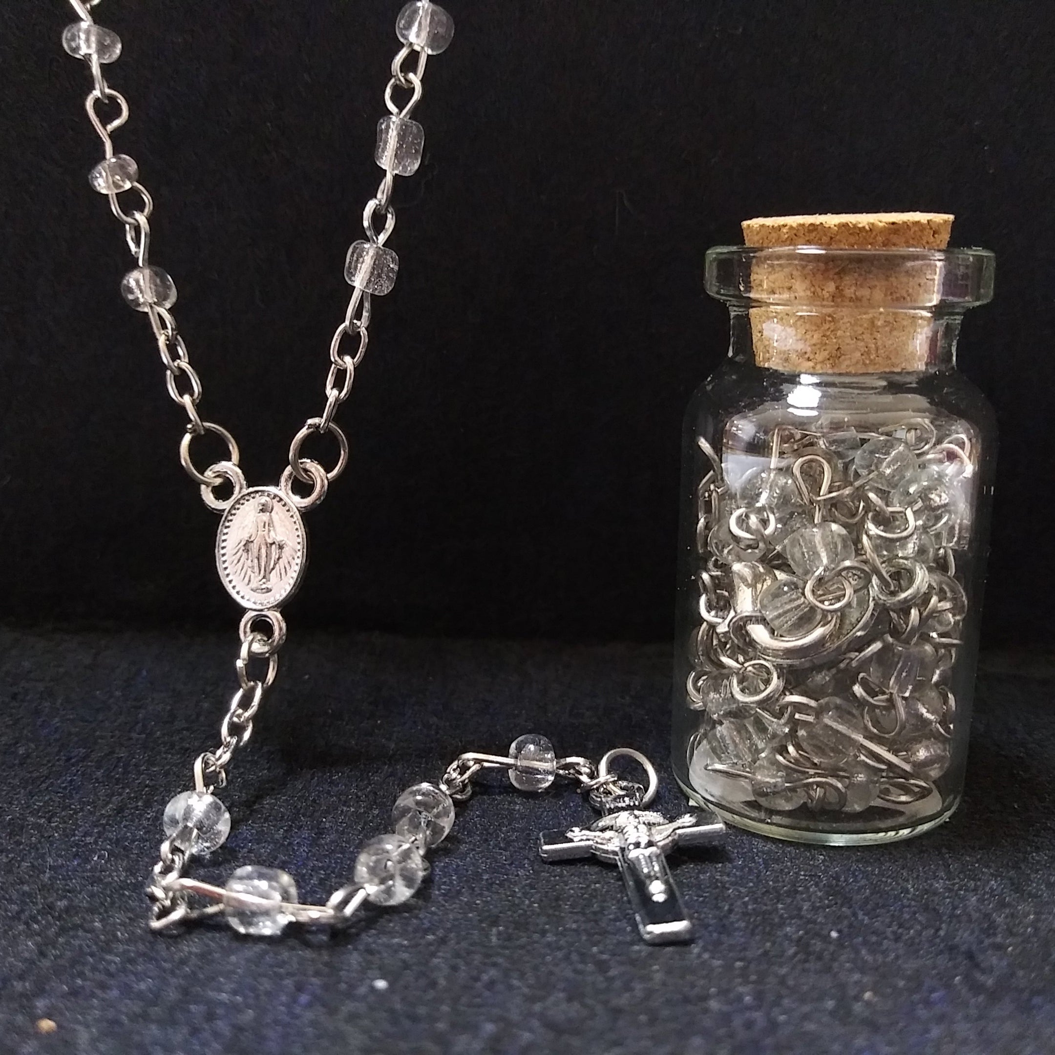 Miraculous Mary Rosary In A Bottle Cork Lid