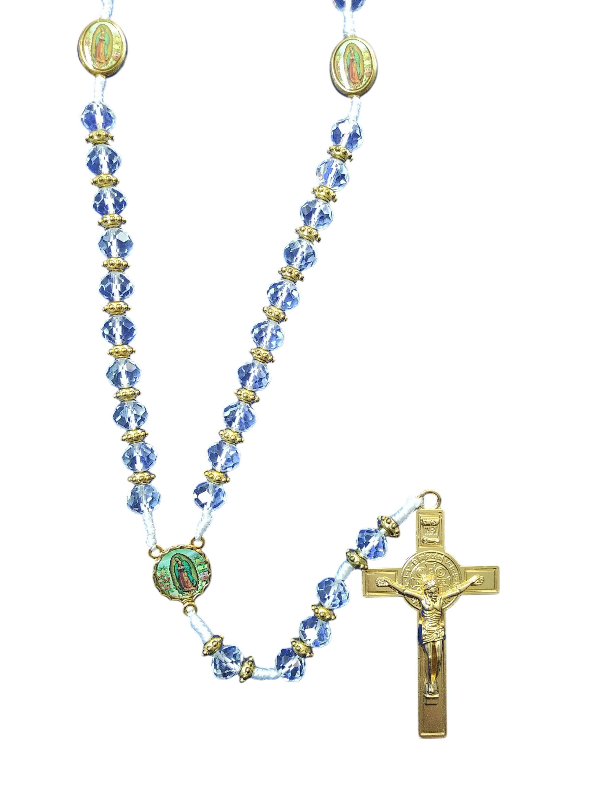 Our Lady Of Guadalupe Crystal & Gold Rosary