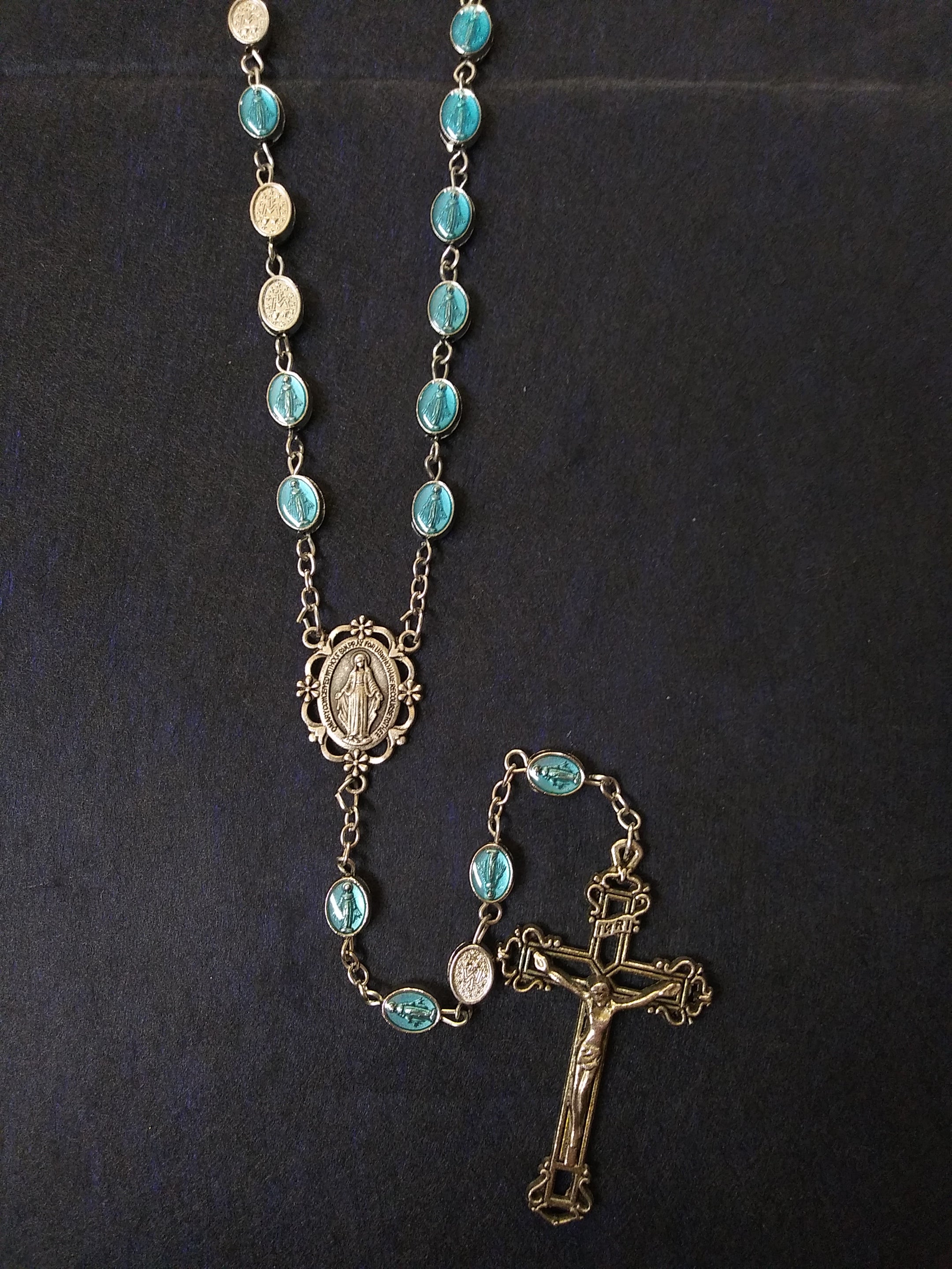 Miraculous Mary Blue Medal Rosary