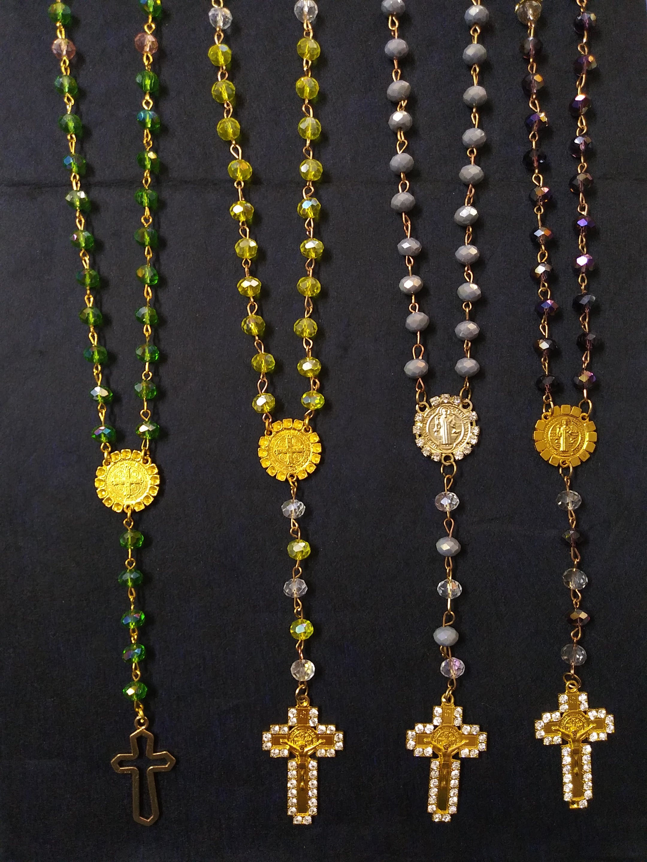 St. Benedict Various Crystal Bead Rosary