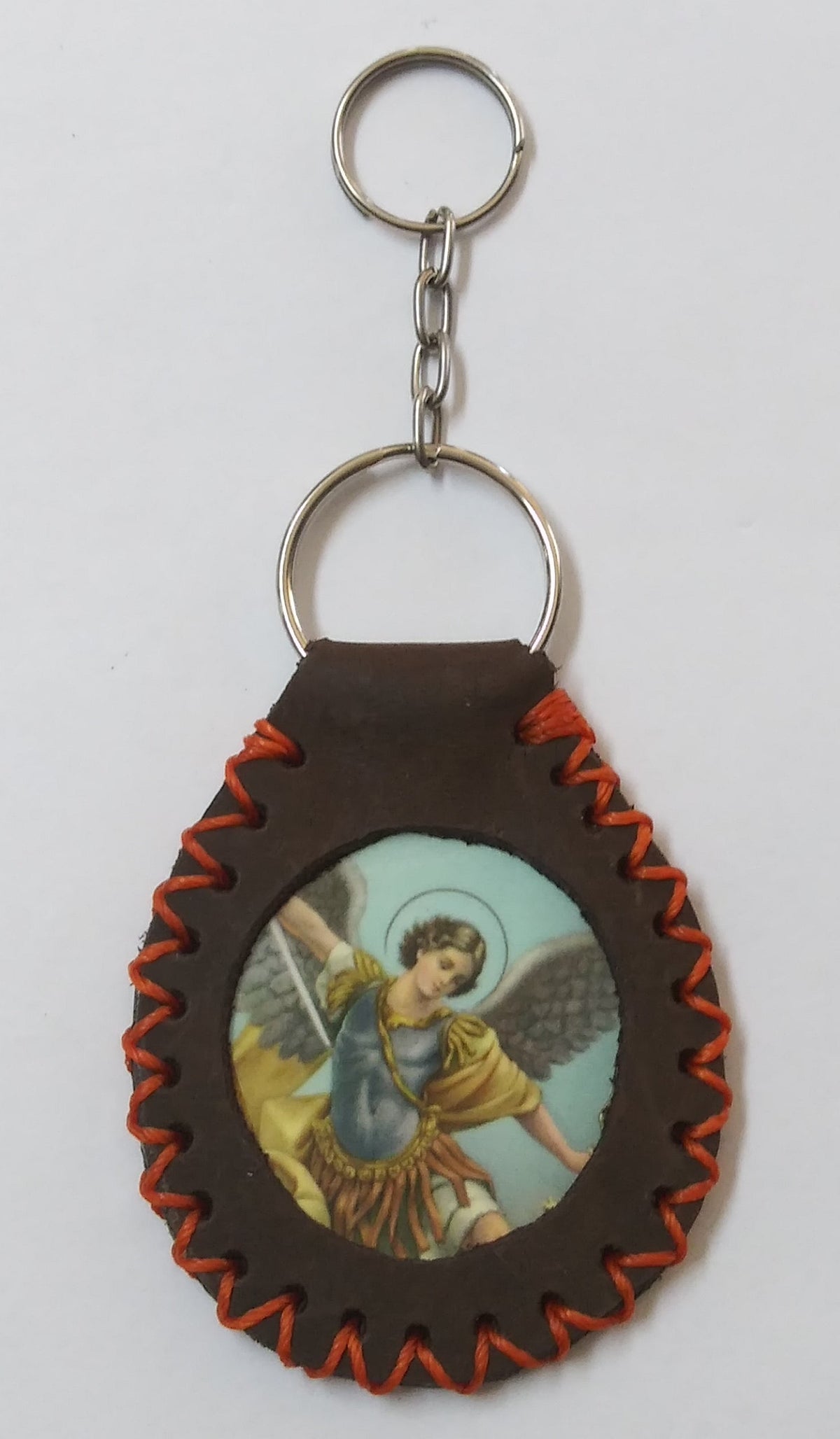 St. Michael Leather Key Chain