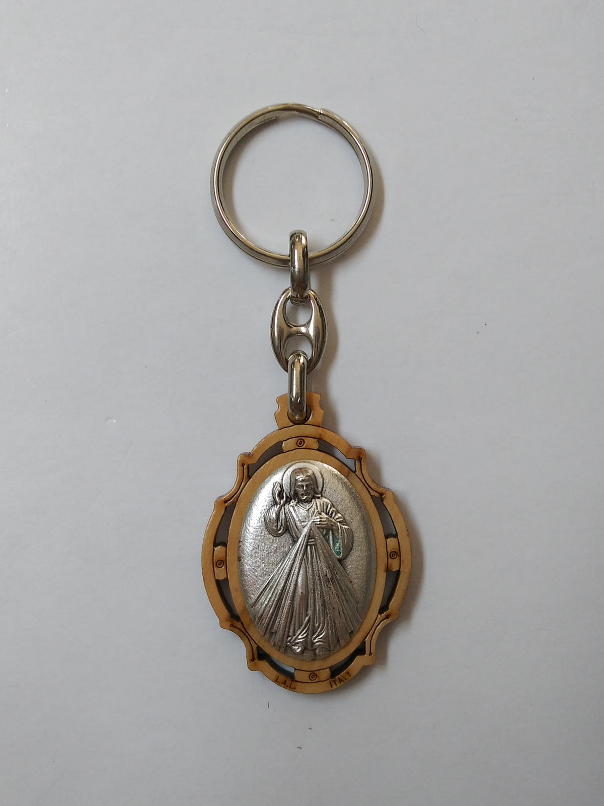 Divine Mercy Wood Key Chain