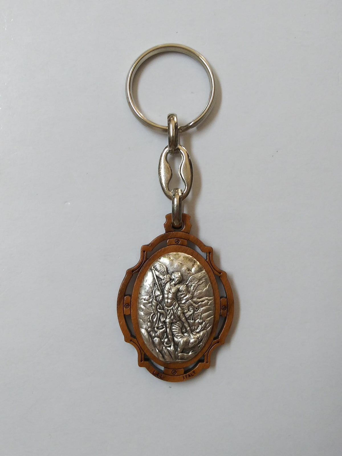St. Michael Wood Key Chain